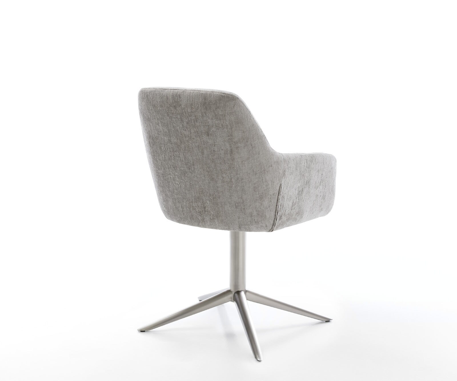Chaise-pivotante Pejo-Flex chenille gris argenté pied de chaise 4 branches acier inoxydable brossé pivotement sur 360° fonction bascule ressorts ensachés 5