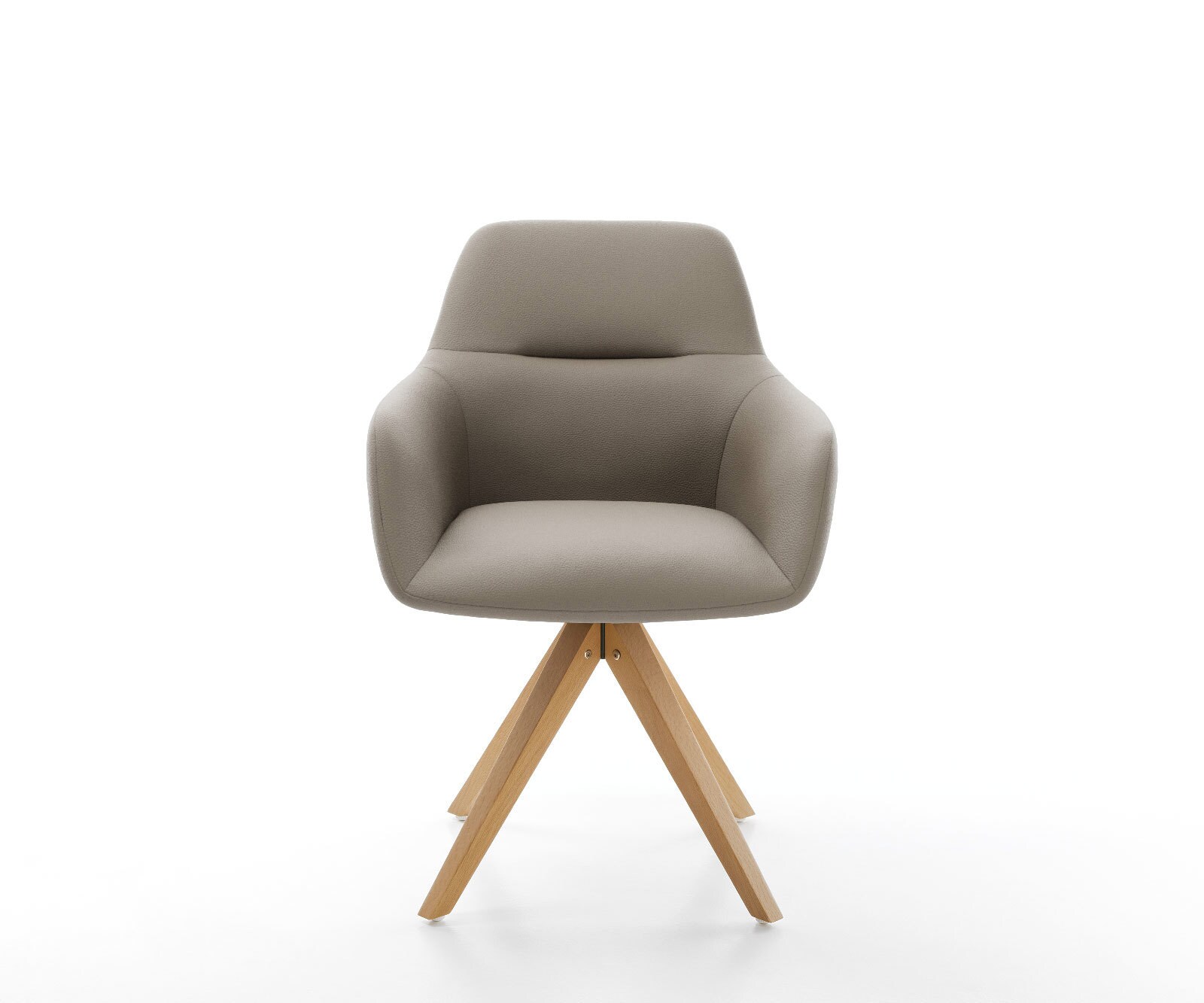 Chaise-de-salle-à-manger Pejo-Flex cuir de vache couleur boue pied en bois angulaire naturel ressorts ensachés 2