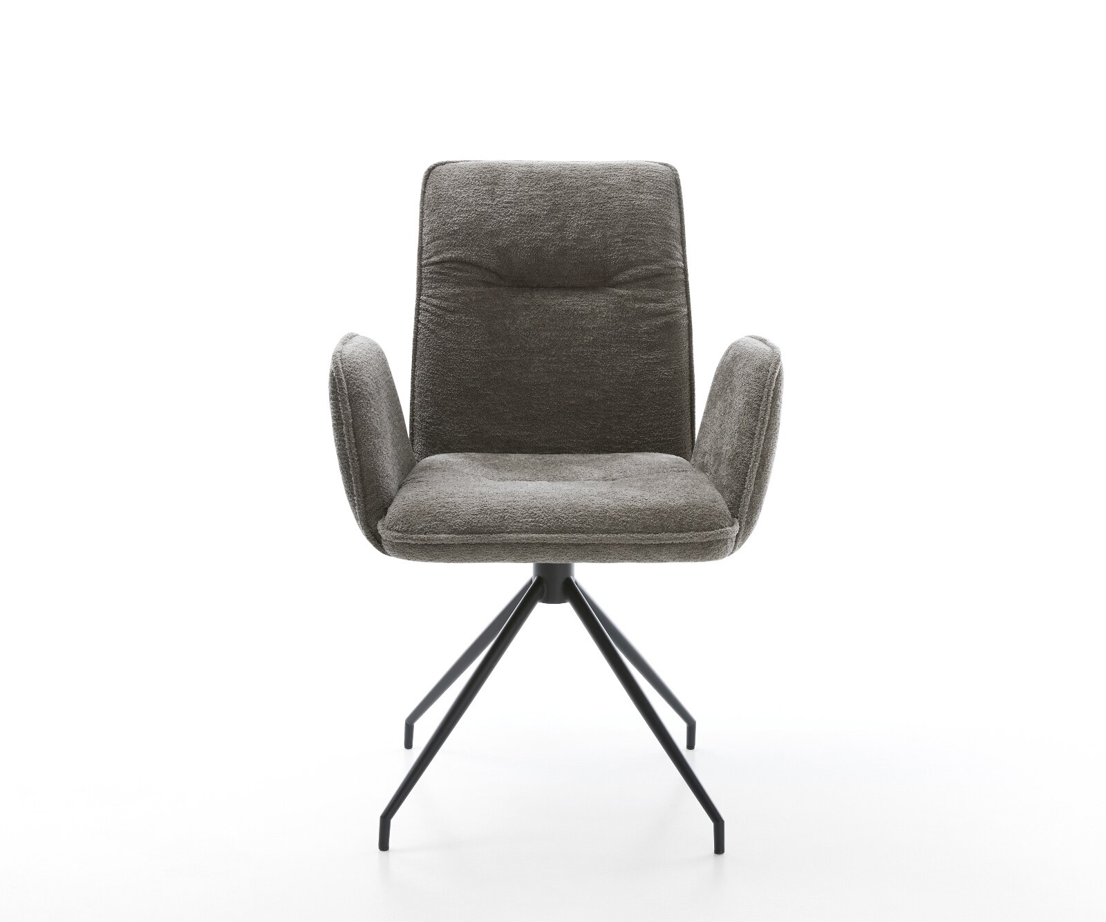 Chaise-pivotante Vinja-Flex bouclé doux couleur boue pied croisé conique noir pivotement sur 180° 2