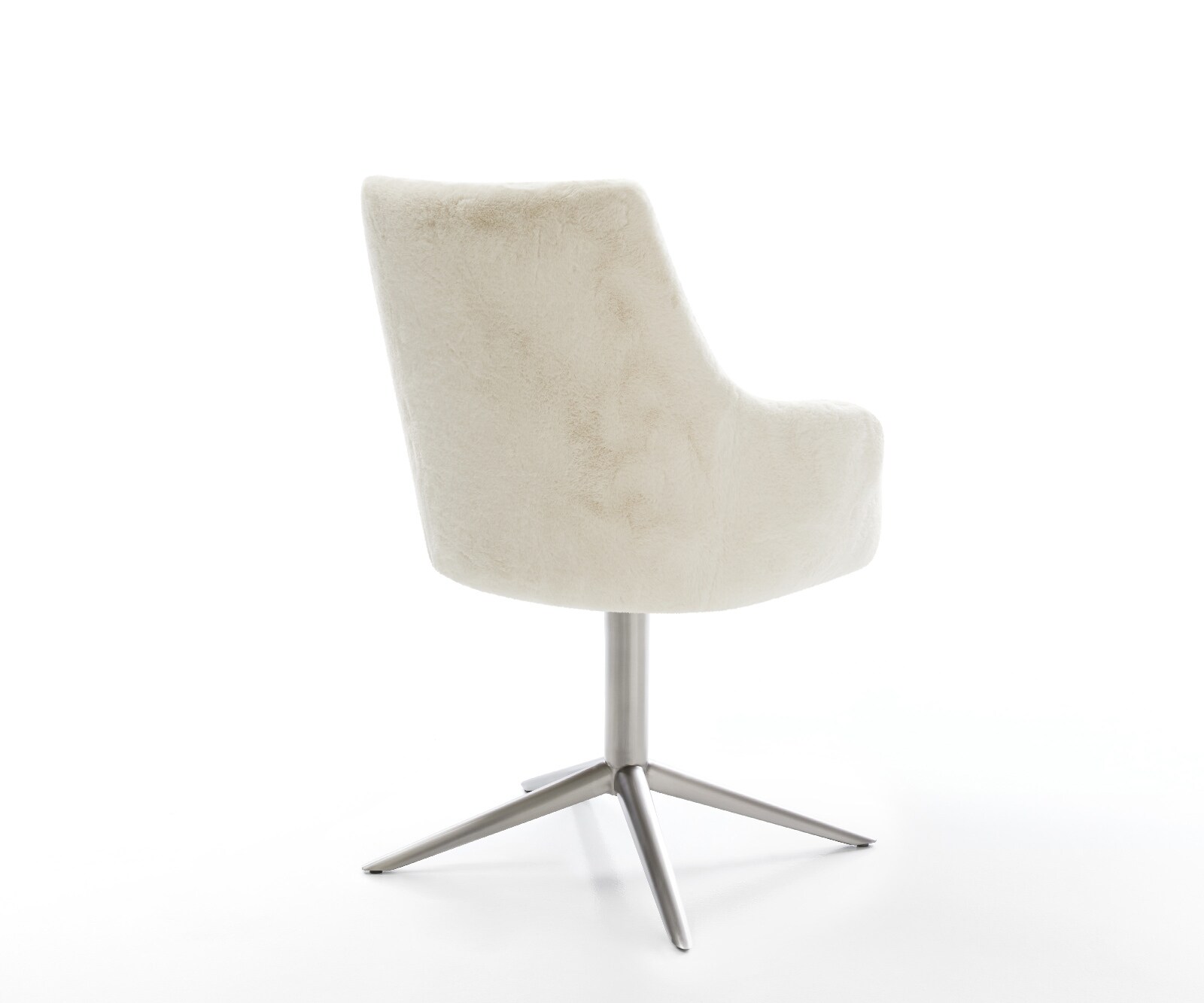 Chaise-pivotante Alja-Flex avec accoudoirs peluche crème-blanc pied de chaise 4 branches acier inoxydable pivotement sur 360° fonction bascule resorts ensachés 4