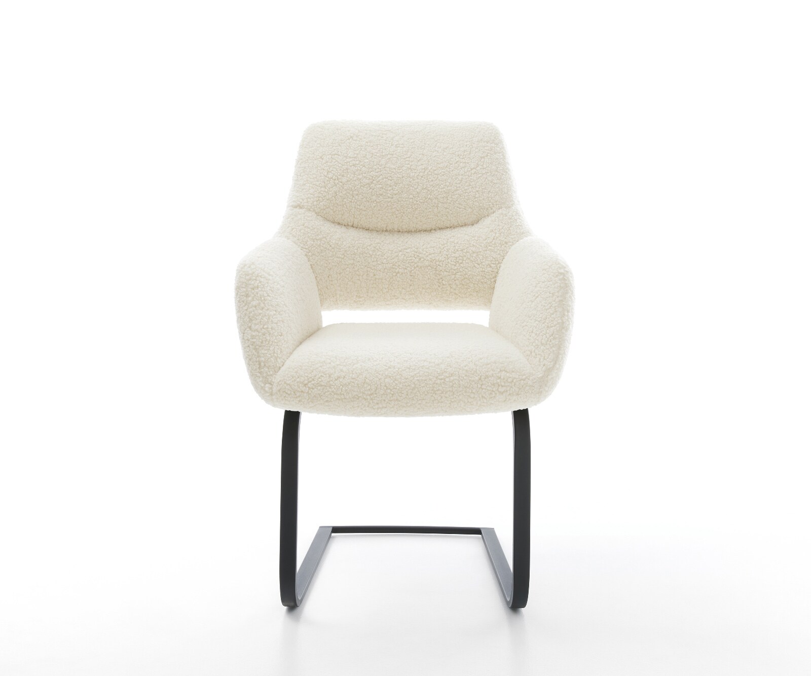 Cantilever Yago-Flex avec accoudoirs tissu teddy beige pied cantilever plat noir resorts ensachés 1