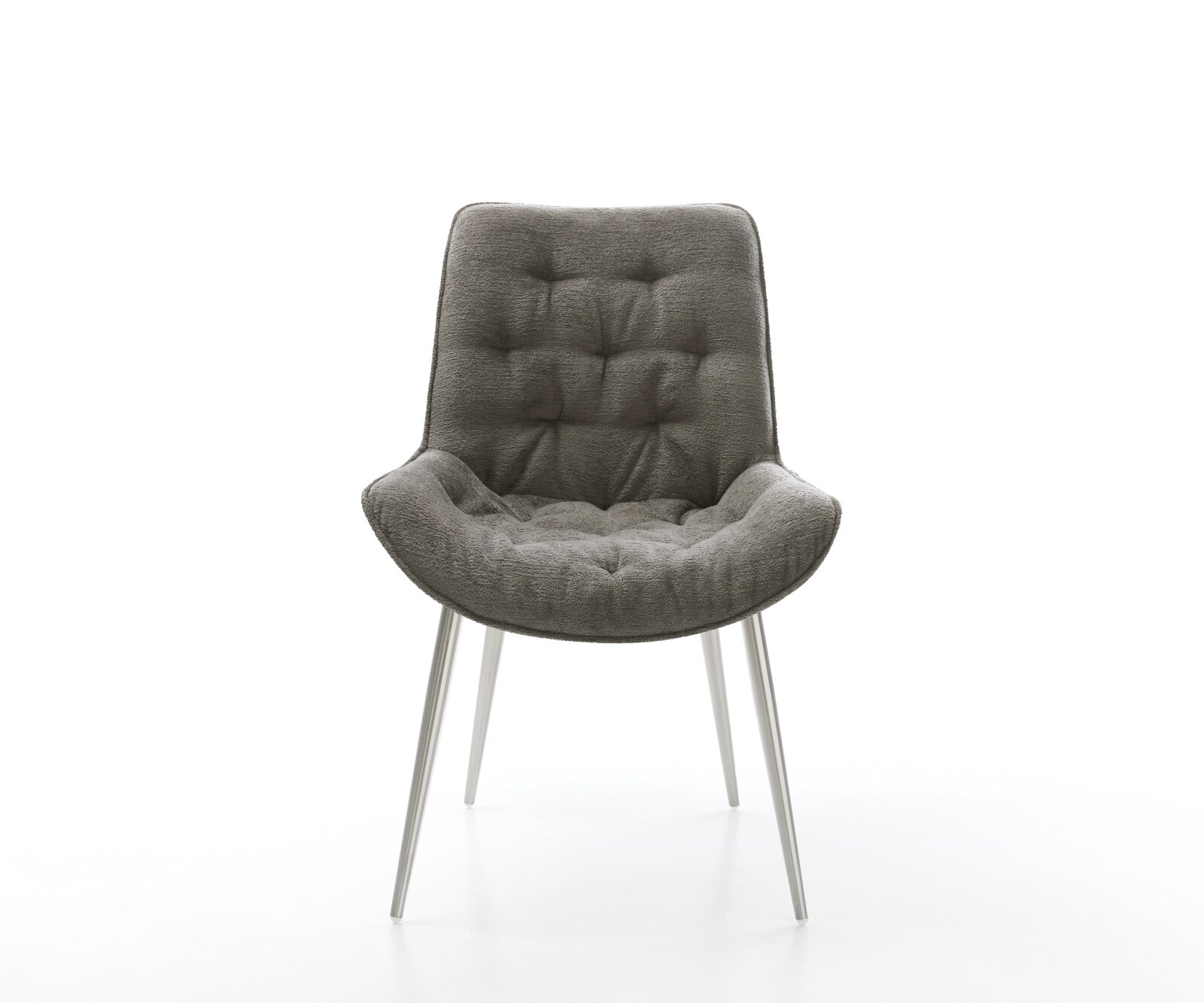 Chaise-de-salle-à-manger Taimi-Flex bouclé doux couleur boue 4 pieds coniques acier inoxydable 2