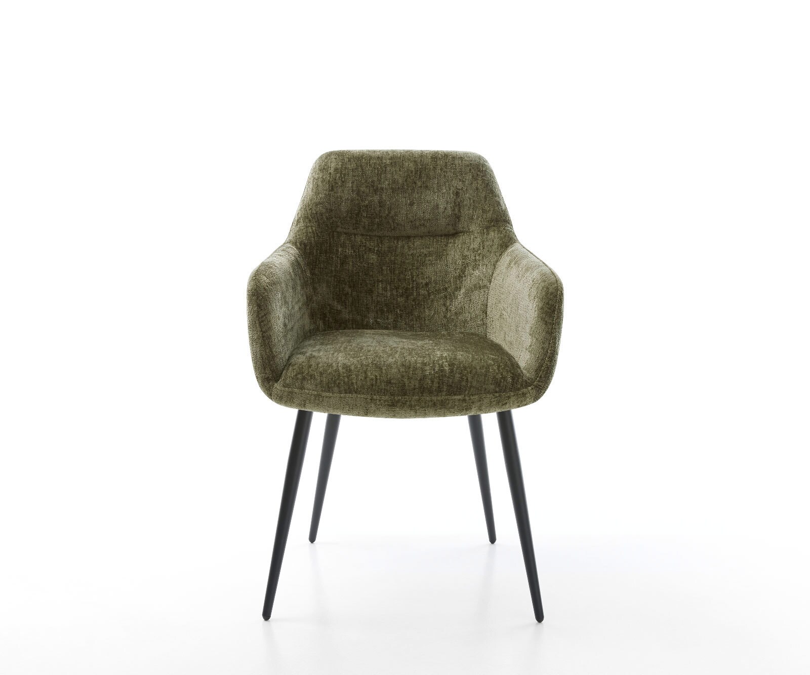 Chaise-de-salle-à-manger Pejo-Flex chenille olive 4 pieds coniques noir ressorts ensachés 1