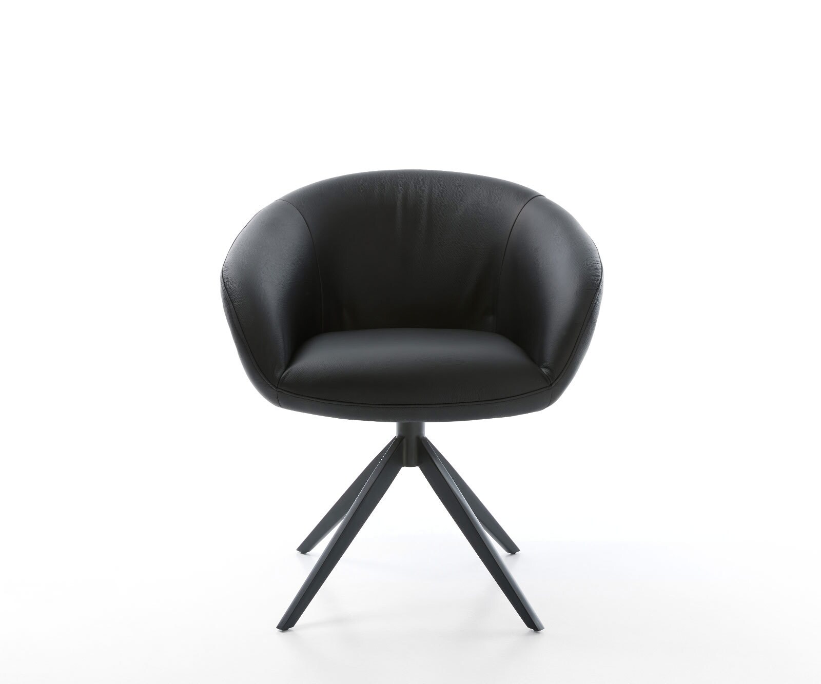 Chaise-pivotante Vinka-Flex cuir de vache noir pied croisé large noir pivotement sur 360° fonction bascule ressorts ensachés 1