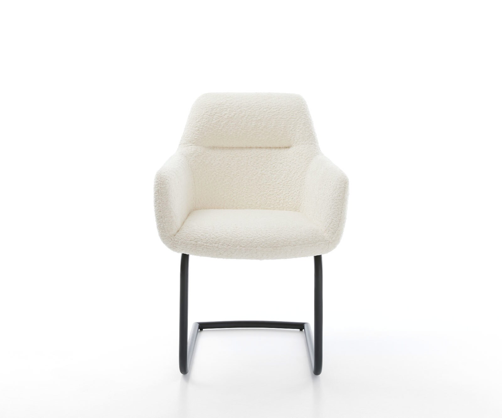 Cantilever Pejo-Flex bouclé blanc pied cantilever rond noir ressorts ensachés 1