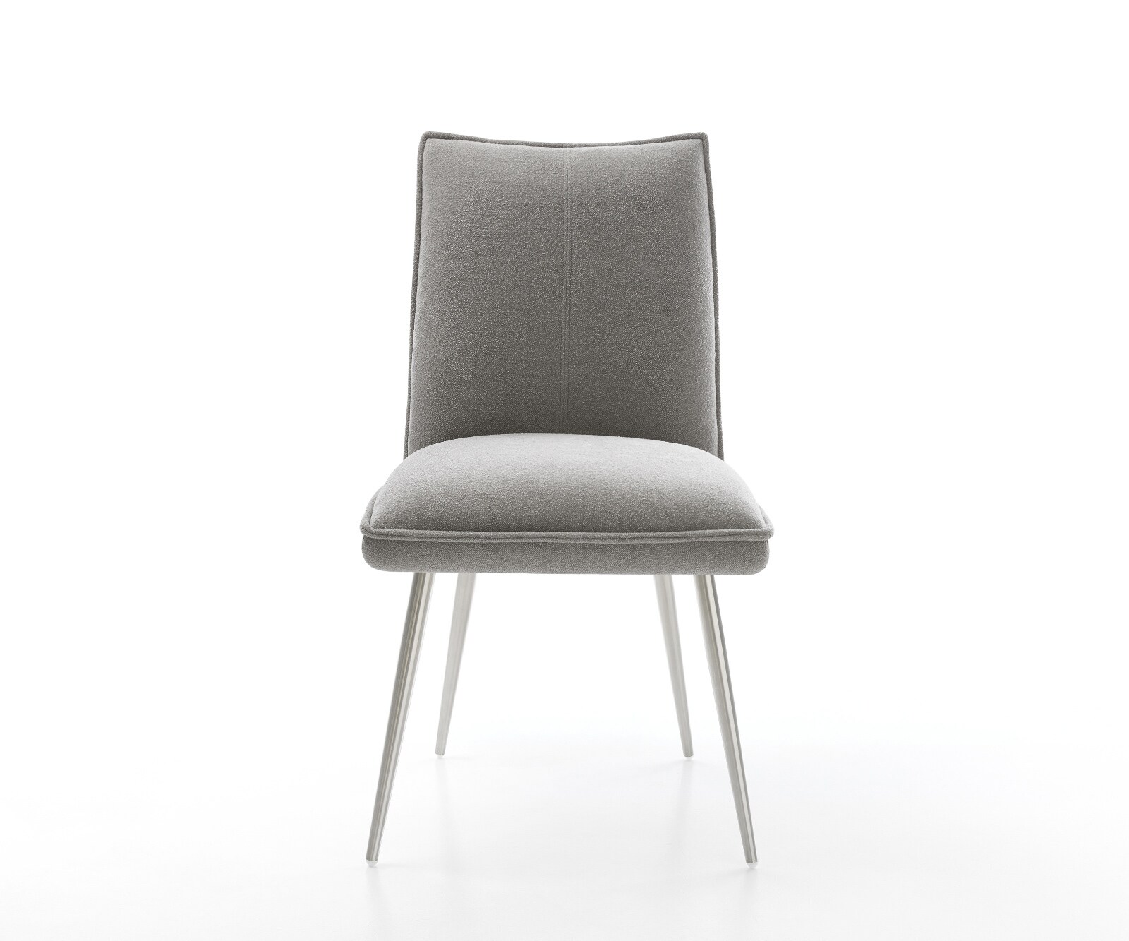 Chaise-de-salle-à-manger Lelio-Flex tissu structuré doux gris 4 pieds coniques acier inoxydable resorts ensachés 2
