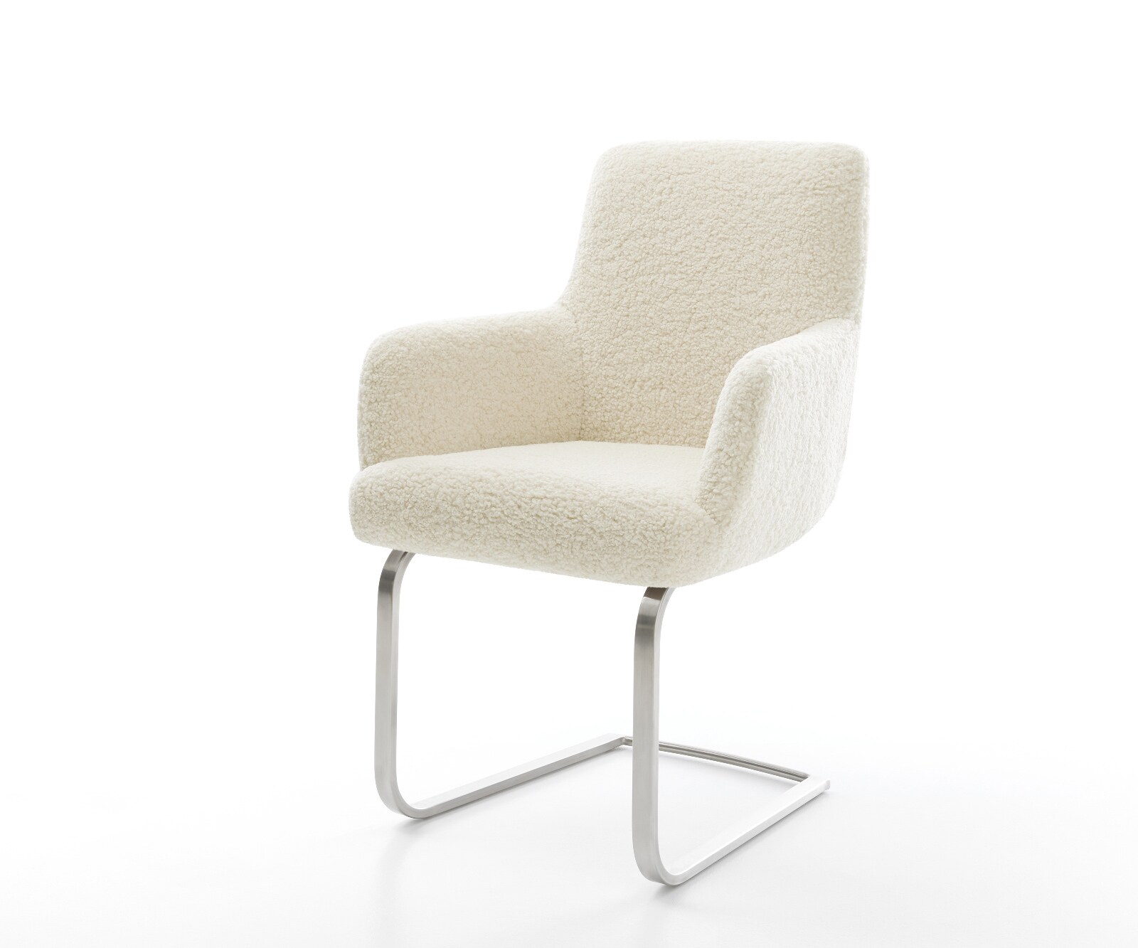 Cantilever Heira-Flex avec accoudoirs tissu teddy beige pied cantilever plat acier inoxydable resorts ensachés 1