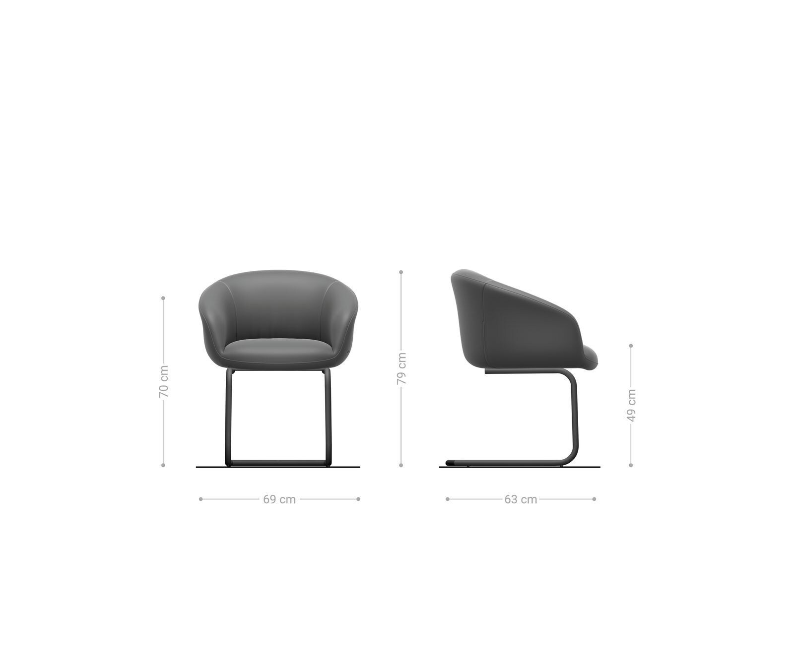Cantilever Vinka-Flex avec accoudoirs bouclé gris argenté pied cantilever rond noir ressorts ensachés 6