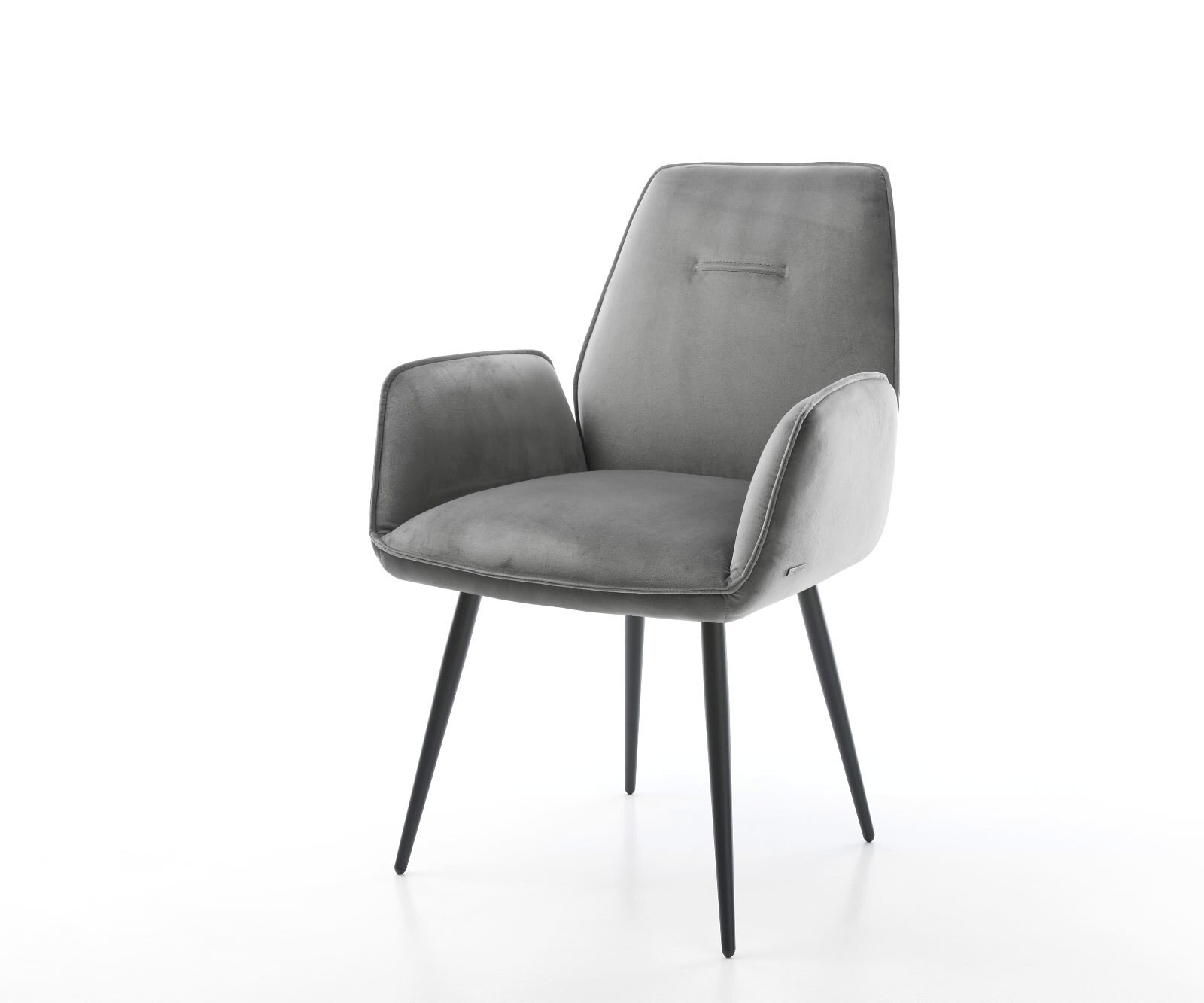 Chaise-de-salle-à-manger Zoa-Flex velours gris 4 pieds coniques noir ressorts ensachés