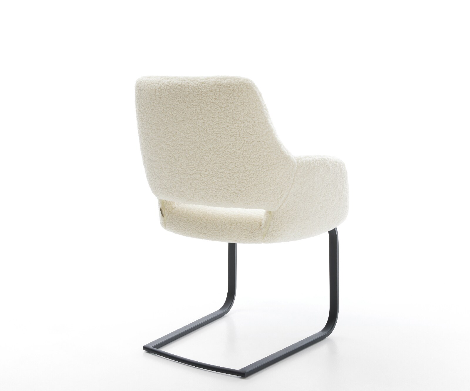 Cantilever Yago-Flex avec accoudoirs tissu teddy beige pied cantilever plat noir resorts ensachés 4