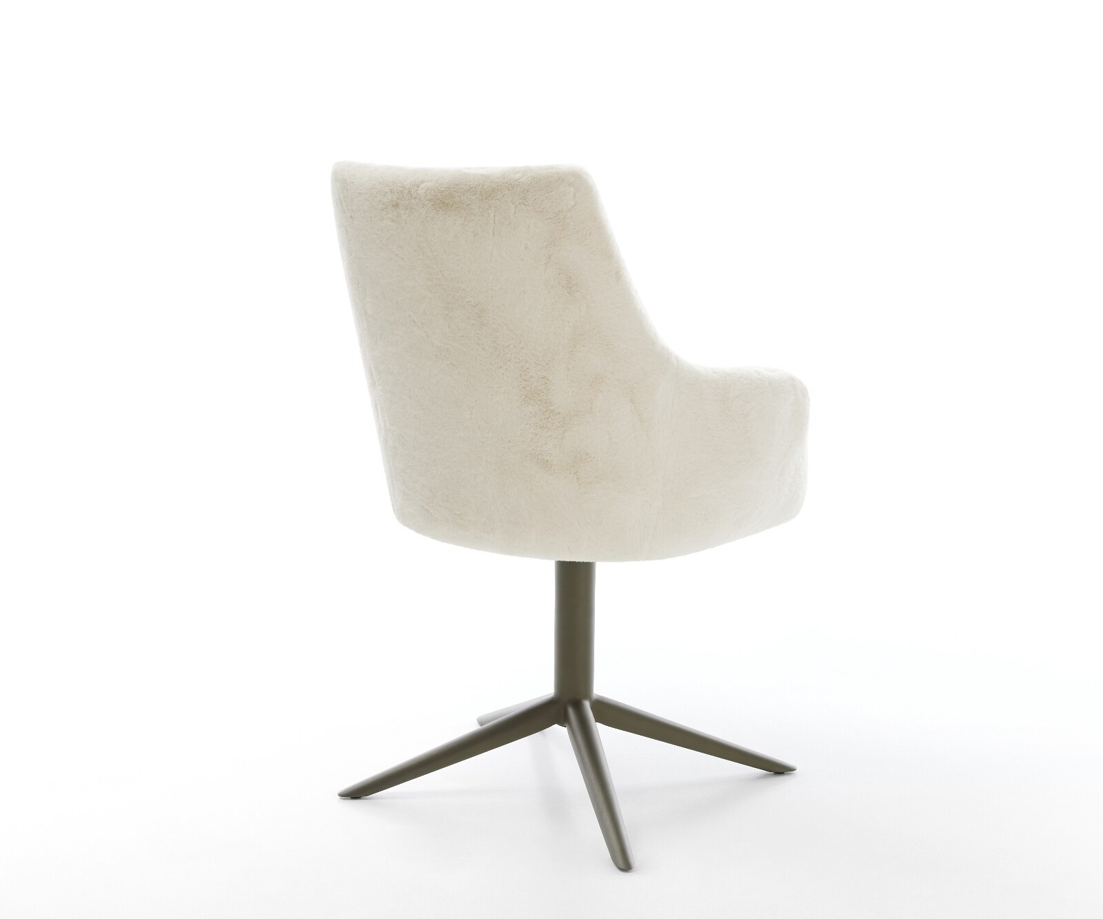 Chaise-pivotante Alja-Flex avec accoudoirs peluche crème-blanc pied de chaise 4 branches aspect titane pivotement sur 360° fonction bascule resorts ensachés 4