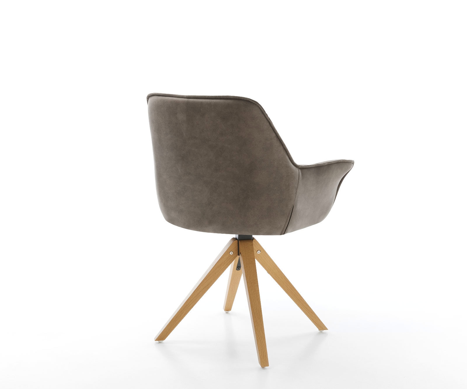 Chaise-de-salle-à-manger Kaira-Flex microvelours taupe vintage pied en bois angulaire naturel 4 Chaise-de-salle-à-manger Kaira-Flex microvelours taupe vintage pied en bois angulaire naturel 4