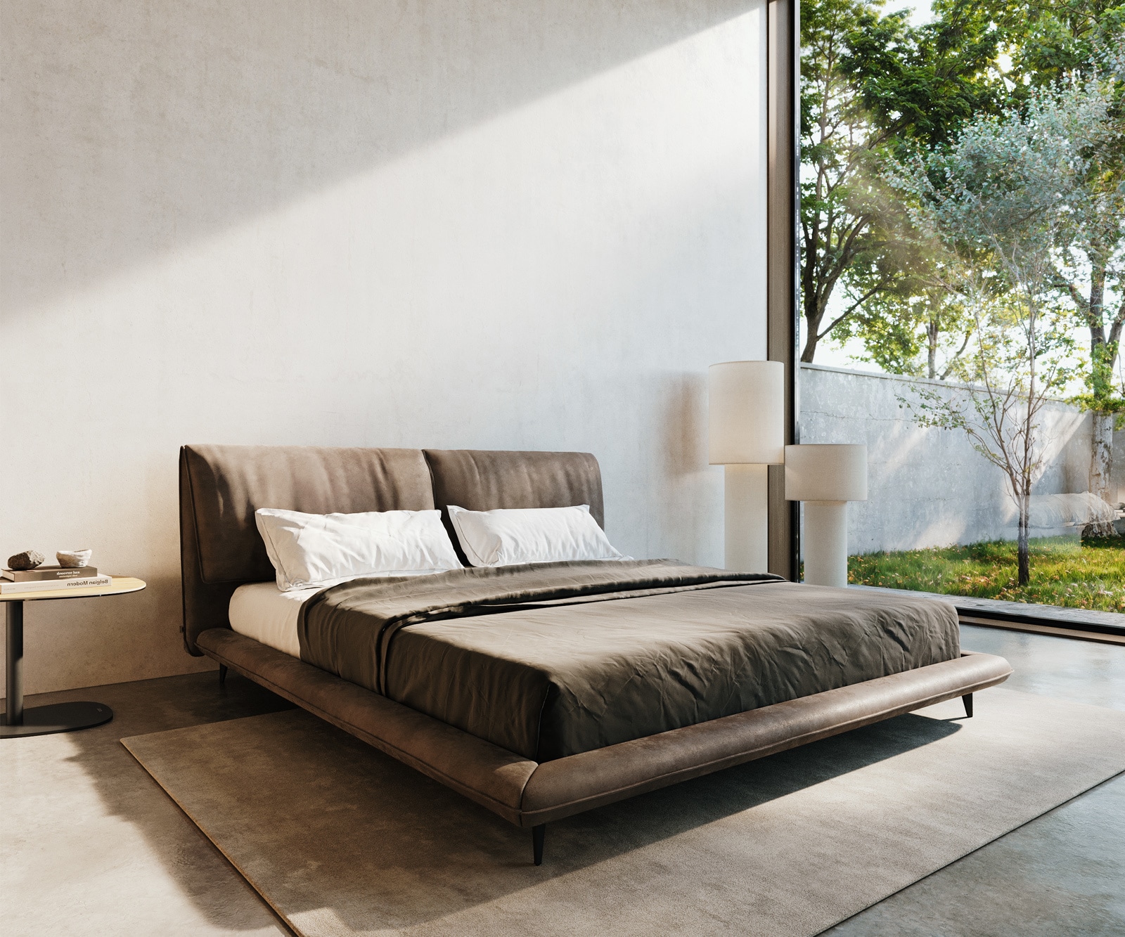 Sommier rembourré Cusino 180x200 cm microfibre taupe vintage Sommier rembourré Cusino 180x200 cm microfibre taupe vintage