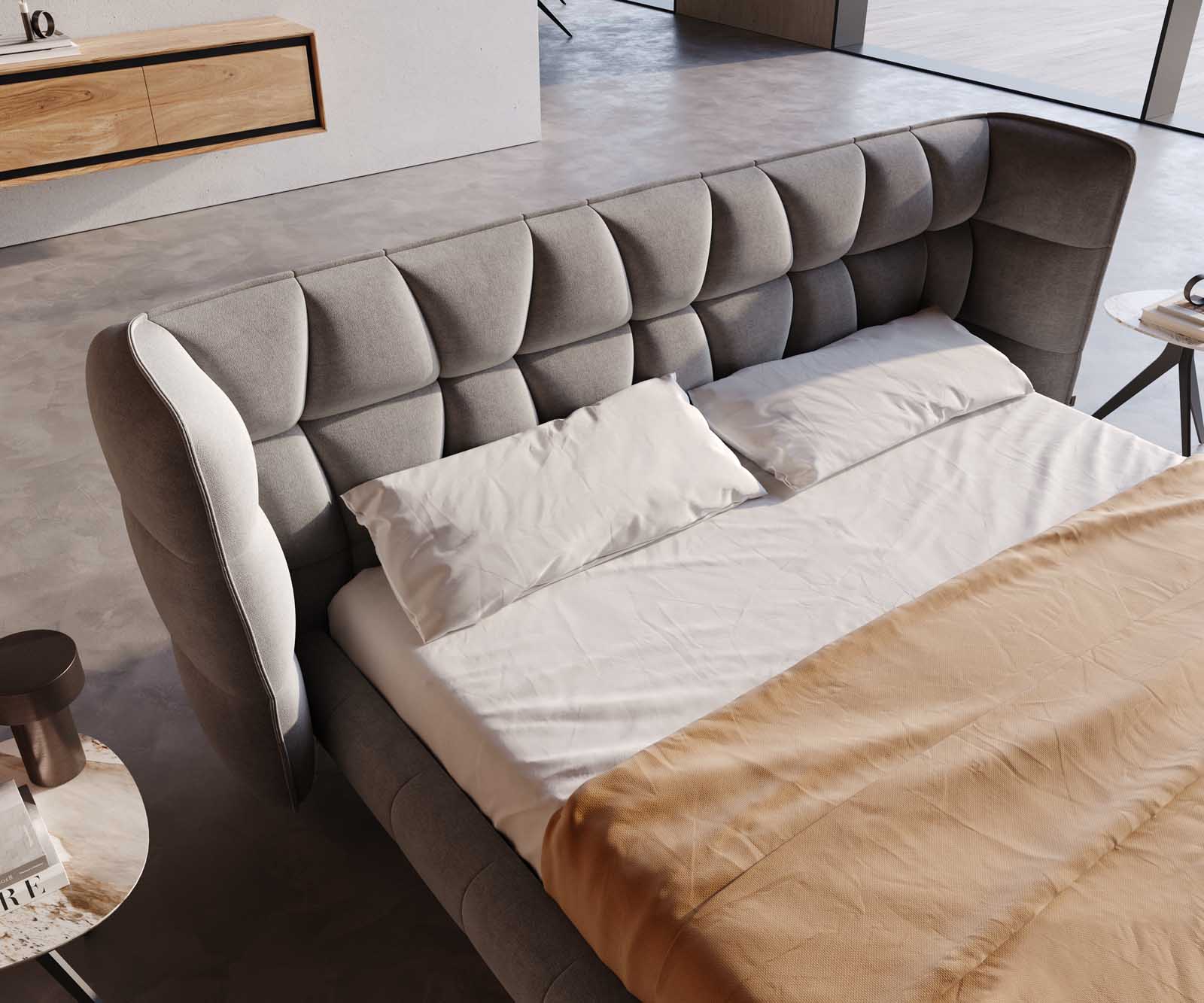 Sommier rembourré Capujo 180x200 cm microfibre grise 3 Sommier rembourré Capujo 180x200 cm microfibre grise 3