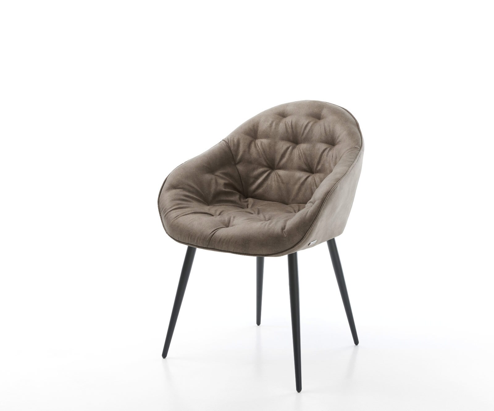 Chaise-de-salle-à-manger Gaio-Flex microvelours taupe vintage 4 pieds coniques noir Chaise-de-salle-à-manger Gaio-Flex microvelours taupe vintage 4 pieds coniques noir