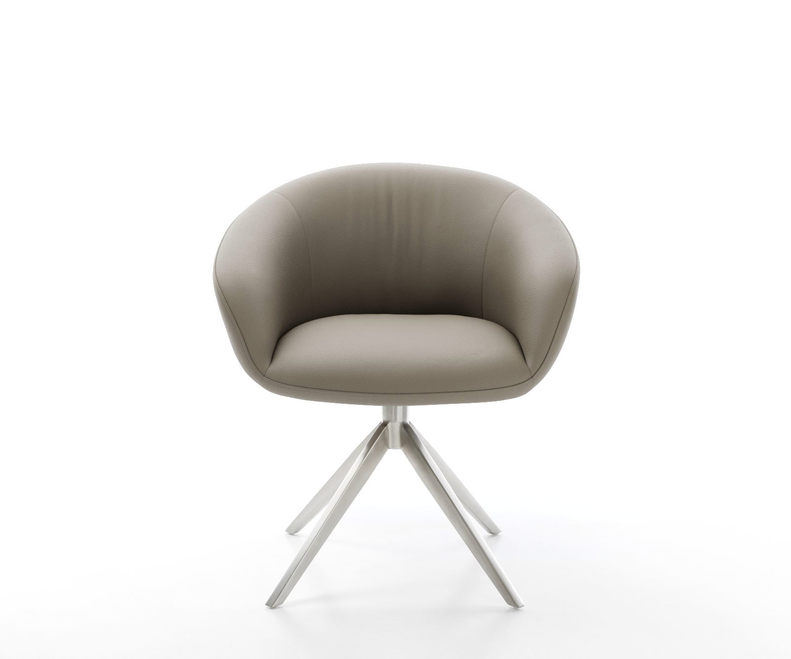 Chaise-pivotante Vinka-Flex cuir de vache couleur boue pied croisé large acier inoxydable brossé pivotement sur 360° fonction bascule ressorts ensachés 1 Chaise-pivotante Vinka-Flex cuir de vache couleur boue pied croisé large acier inoxydable brossé pivotement sur 360° fonction bascule ressorts ensachés 1