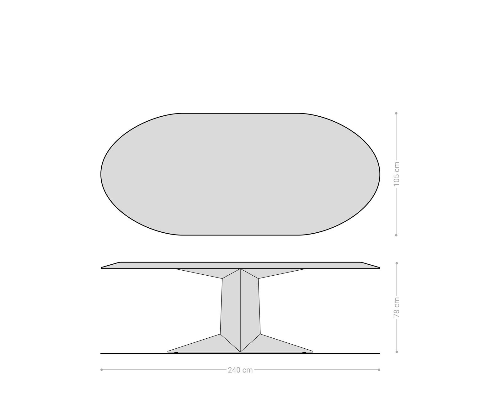 Table à manger Aithon 240x105 cm acacia brun piètement en métal noir ovale 7