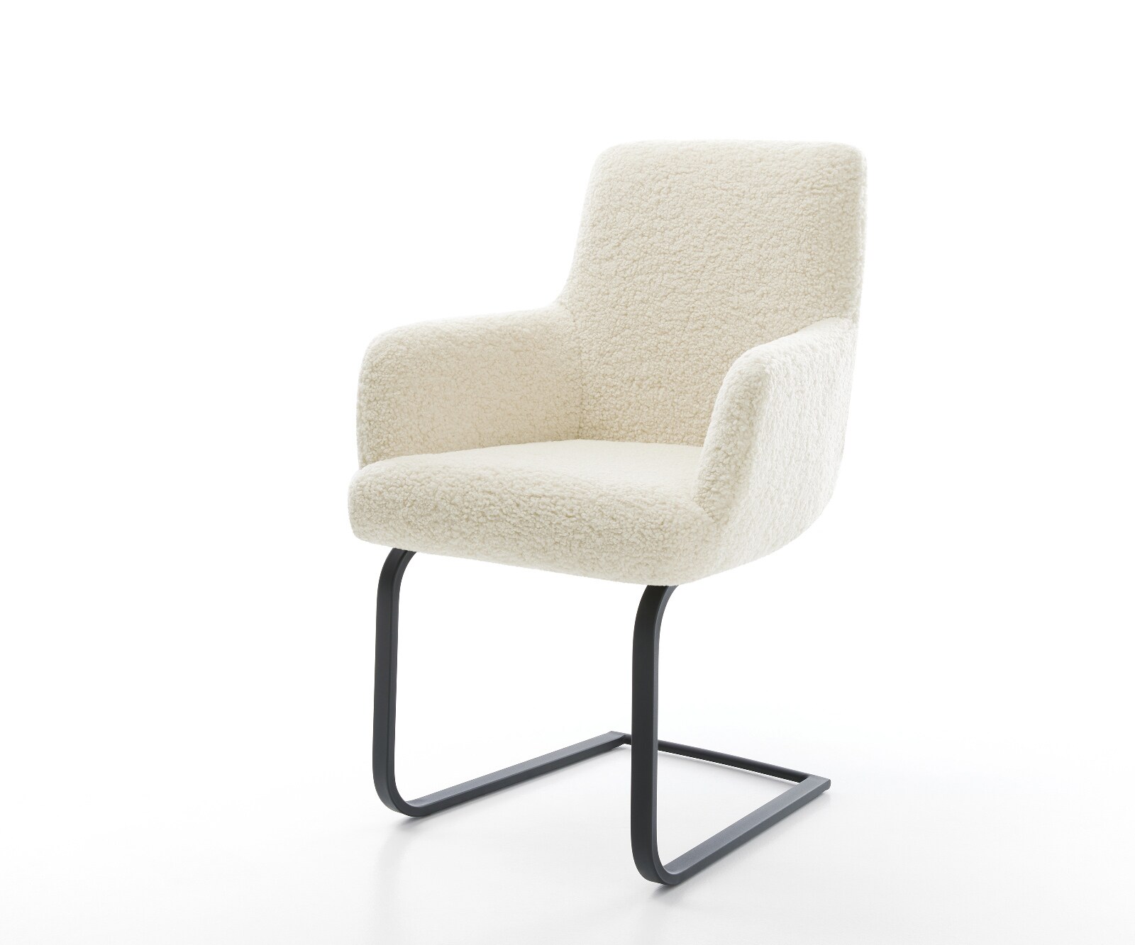 Cantilever Heira-Flex avec accoudoirs tissu teddy beige pied cantilever plat noir resorts ensachés 1