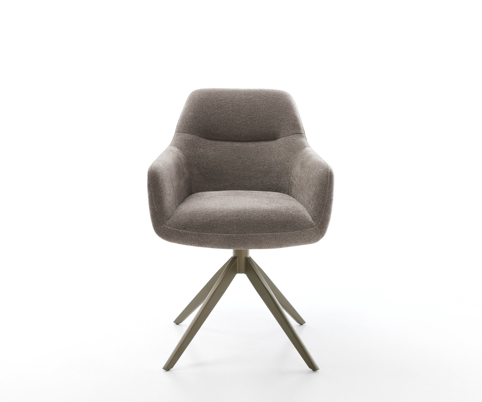 Chaise-pivotante Pejo-Flex tissu structuré doux taupe pied croisé large aspect titane pivotement sur 360° fonction bascule ressorts ensachés 1