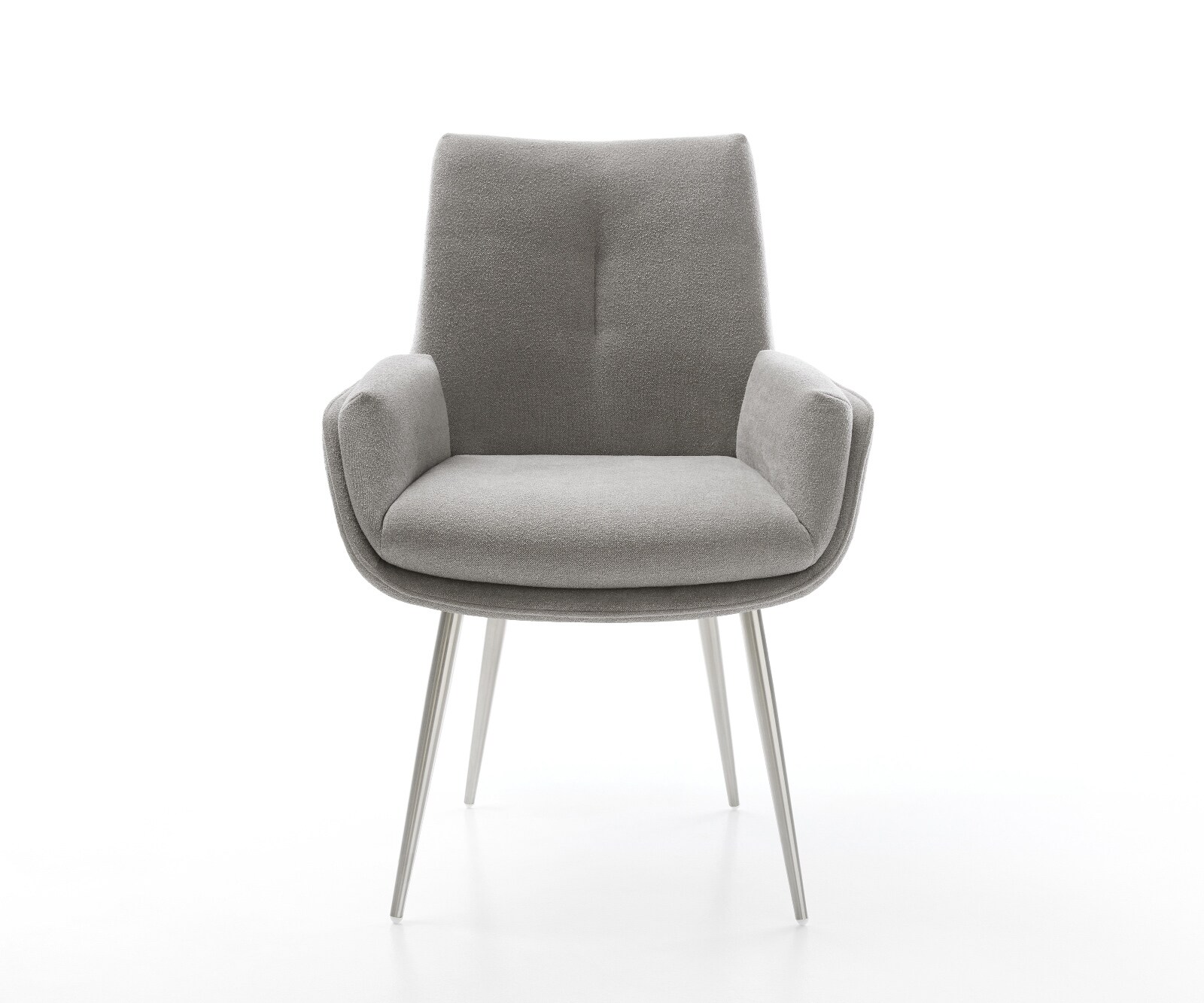 Chaise-de-salle-à-manger Clea-Flex tissu structuré doux gris 4 pieds coniques acier inoxydable 2