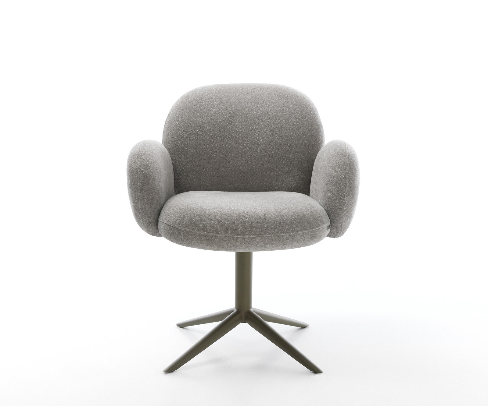Chaise-pivotante Nube-Flex avec accoudoirs tissu structuré doux gris pied de chaise 4 branches aspect titane pivotement sur 360° fonction bascule resorts ensachés 2