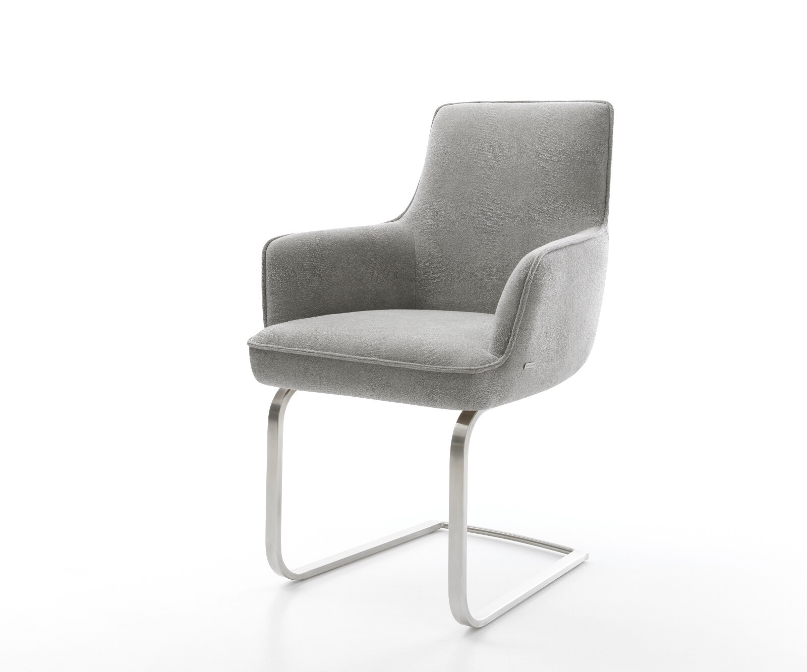 Cantilever Heira-Flex avec accoudoirs tissu structuré doux gris pied cantilever plat acier inoxydable resorts ensachés 1