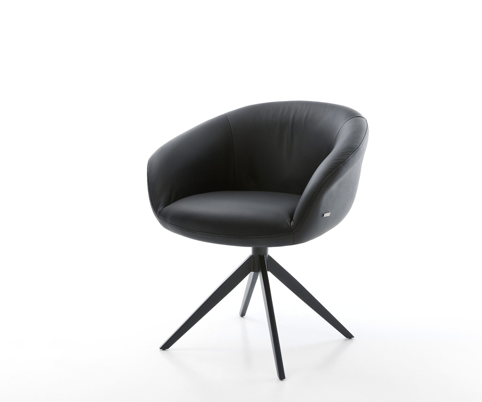 Chaise-pivotante Vinka-Flex cuir de vache noir pied croisé large noir pivotement sur 360° fonction bascule ressorts ensachés