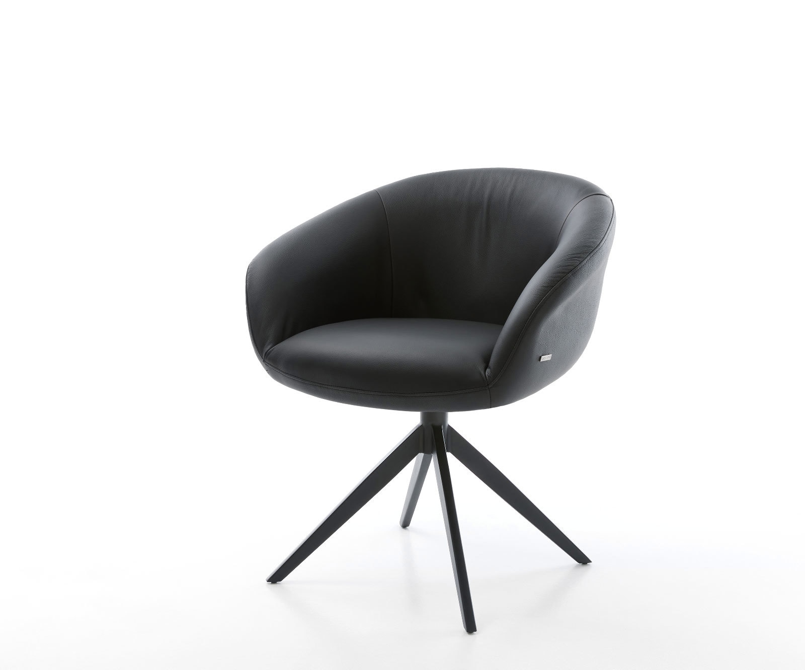 Chaise-pivotante Vinka-Flex cuir de vache noir pied croisé large noir pivotement sur 360° fonction bascule ressorts ensachés Chaise-pivotante Vinka-Flex cuir de vache noir pied croisé large noir pivotement sur 360° fonction bascule ressorts ensachés