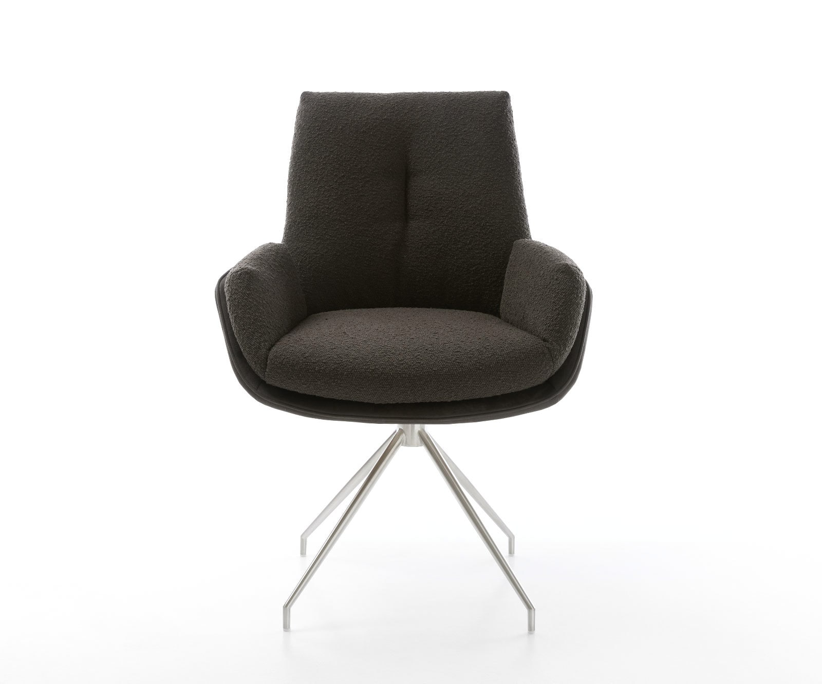 Chaise-pivotante Clea-Flex tissu mixte noir pied croisé conique acier inoxydable brossé pivotement sur 180° 1 Chaise-pivotante Clea-Flex tissu mixte noir pied croisé conique acier inoxydable brossé pivotement sur 180° 1