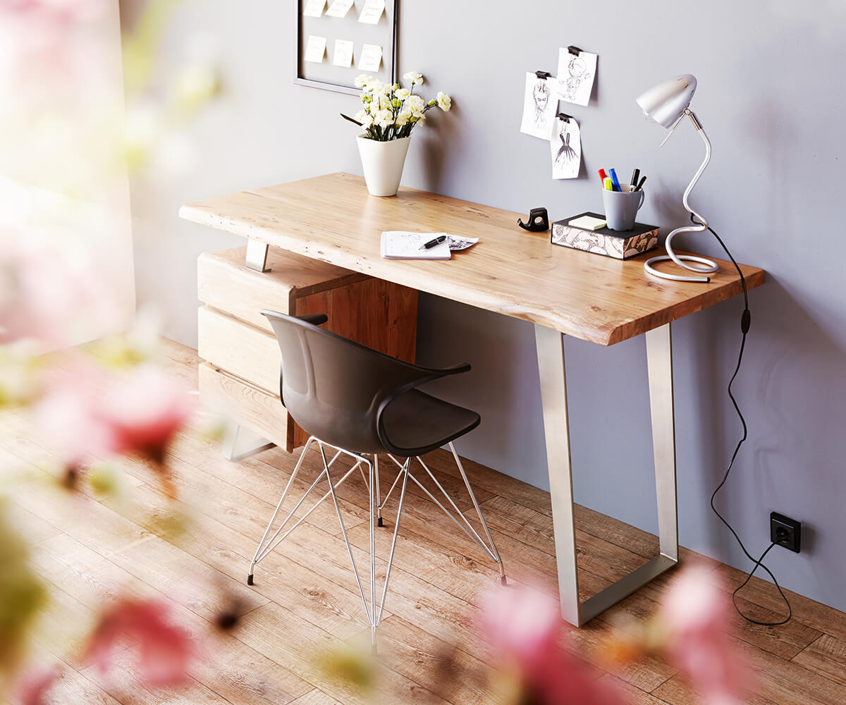 Table-bureau Live-Edge 150x60 cm acacia nature 3 tiroirs 1