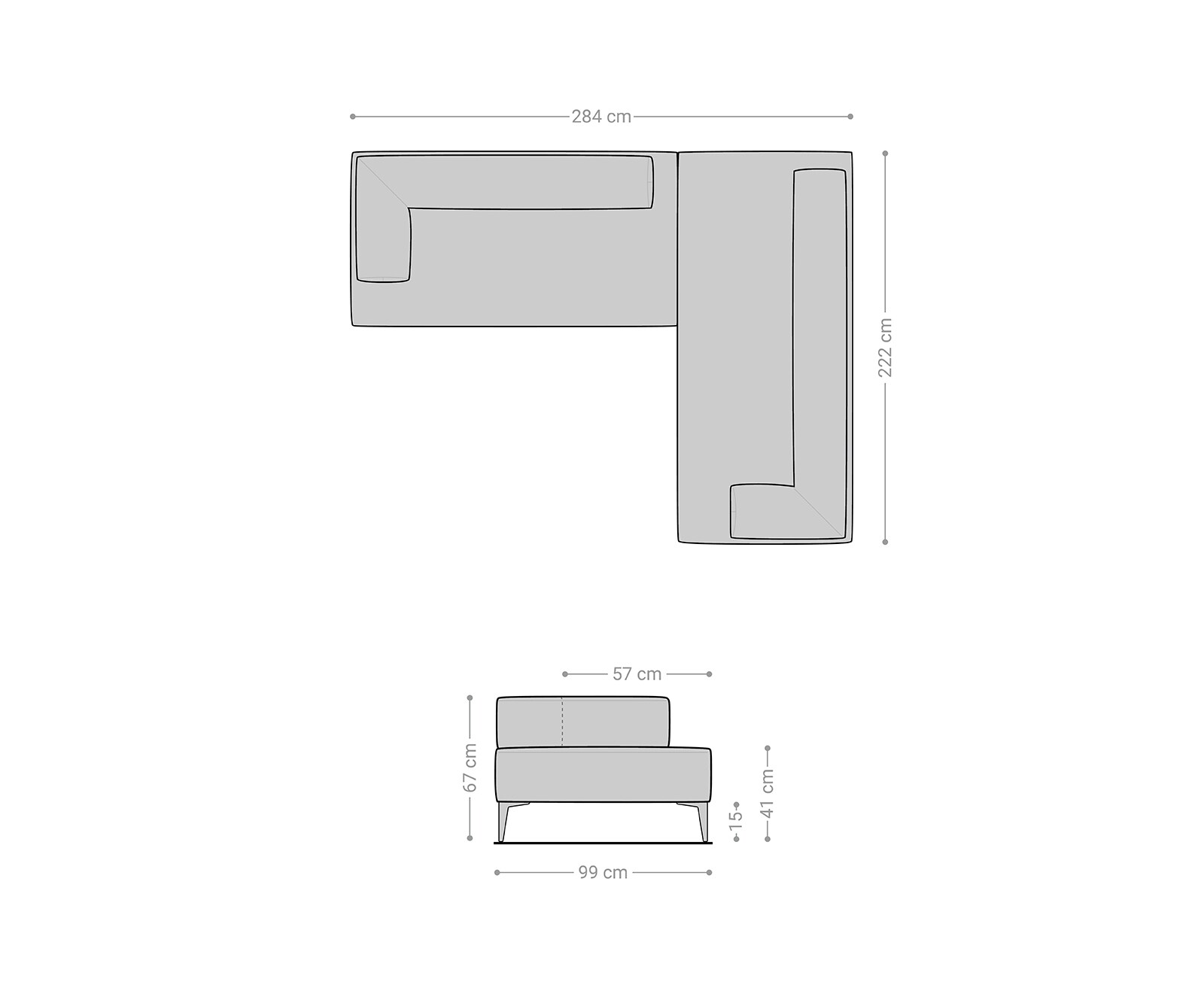 Canapé-d'angle Puzzle  222 x 284 noir-blanc avec dossier de W. Schillig 7