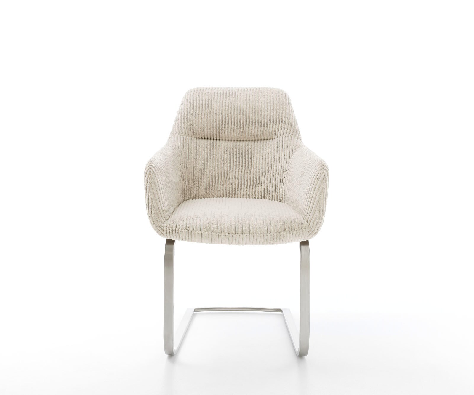 Cantilever Pejo-Flex côtelé beige vintage pied cantilever plat acier inoxydable brossé ressorts ensachés 1