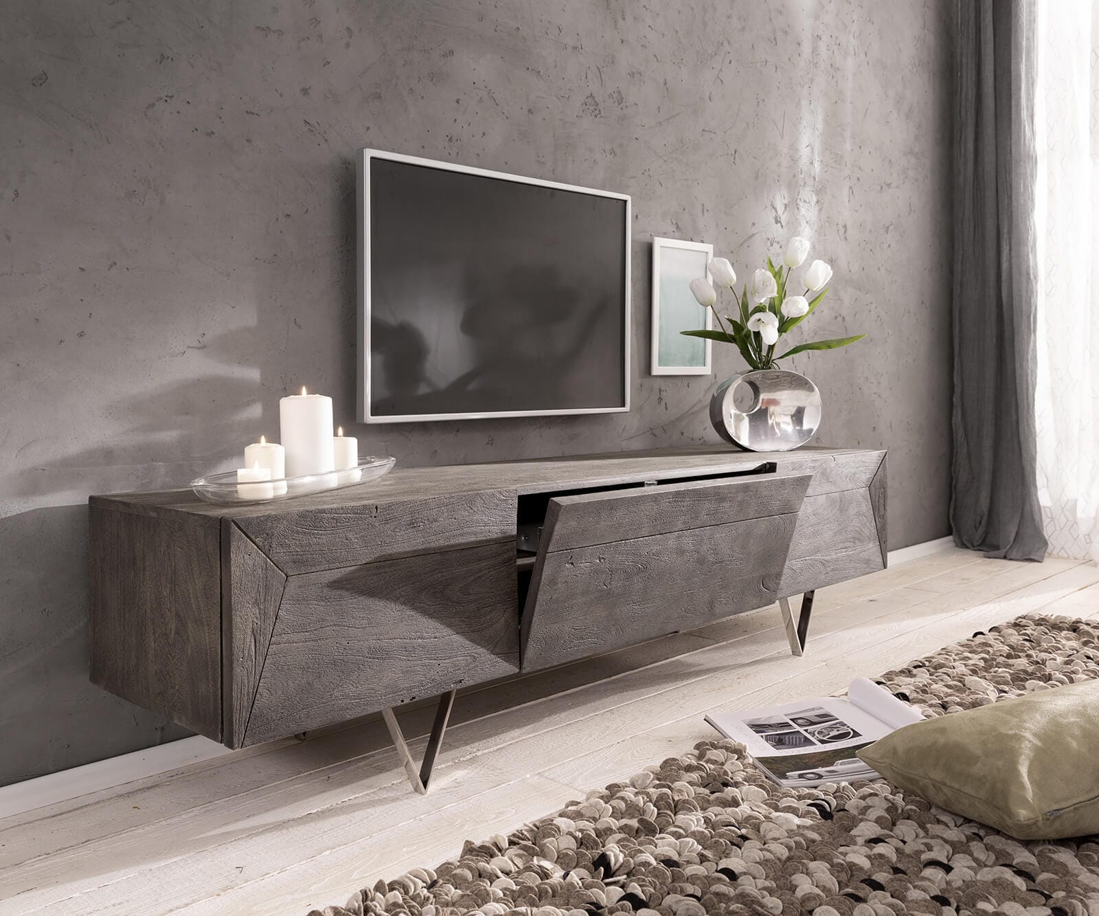Table-TV  Wyatt Meuble-TV design 175 cm 1 volet 2 portes  3