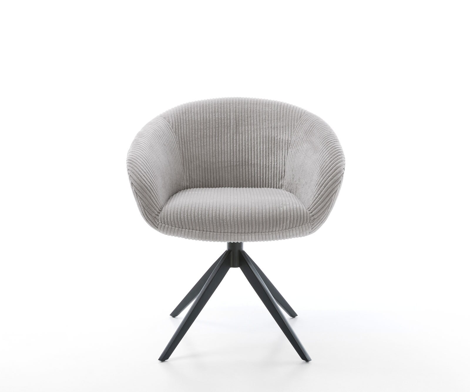 Chaise-pivotante Vinka-Flex côtelé gris argenté pied croisé large noir pivotement sur 360° fonction bascule ressorts ensachés 1