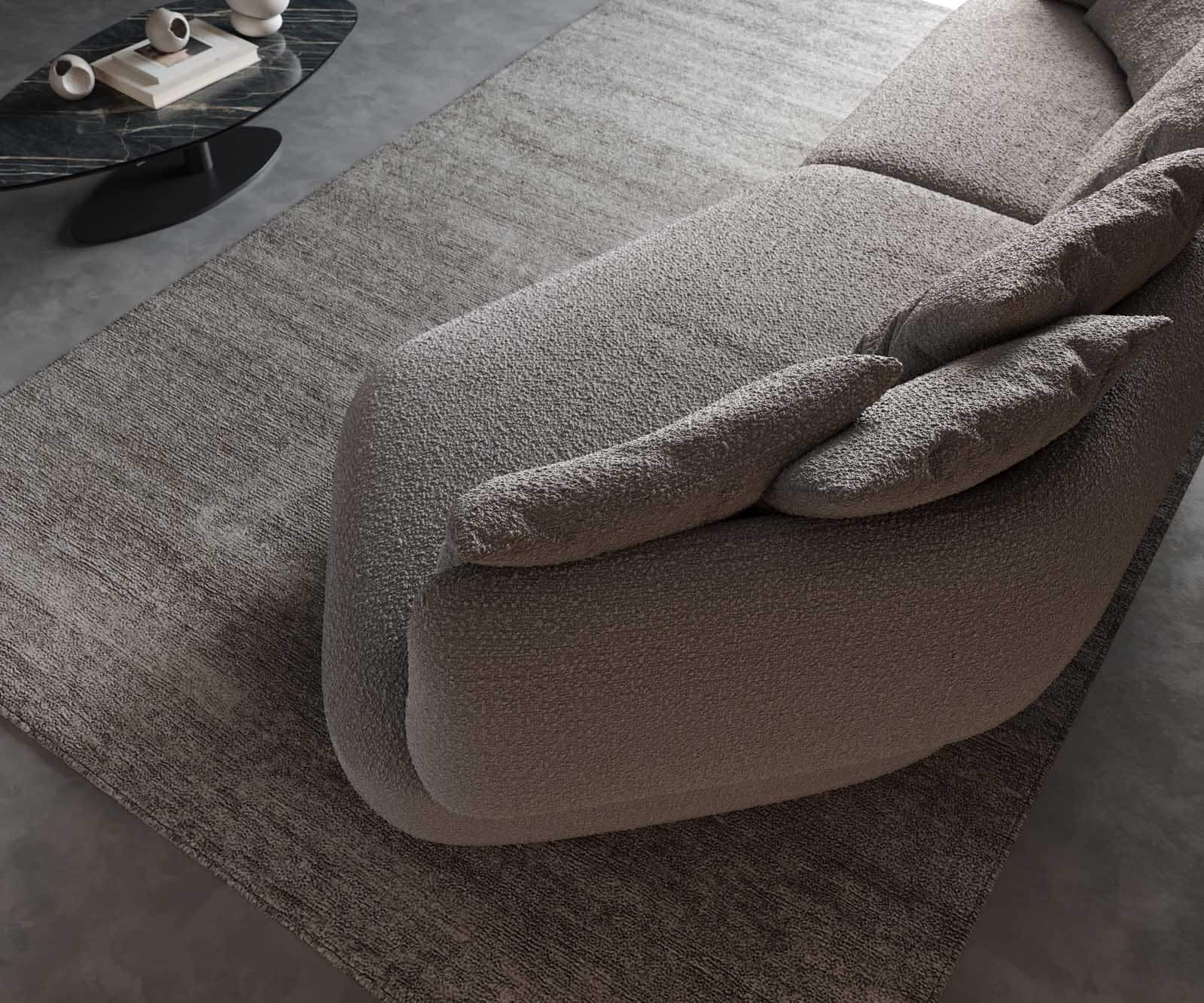 Canapé Roya 320x140 cm Bouclé gris argenté 6 Canapé Roya 320x140 cm Bouclé gris argenté 6