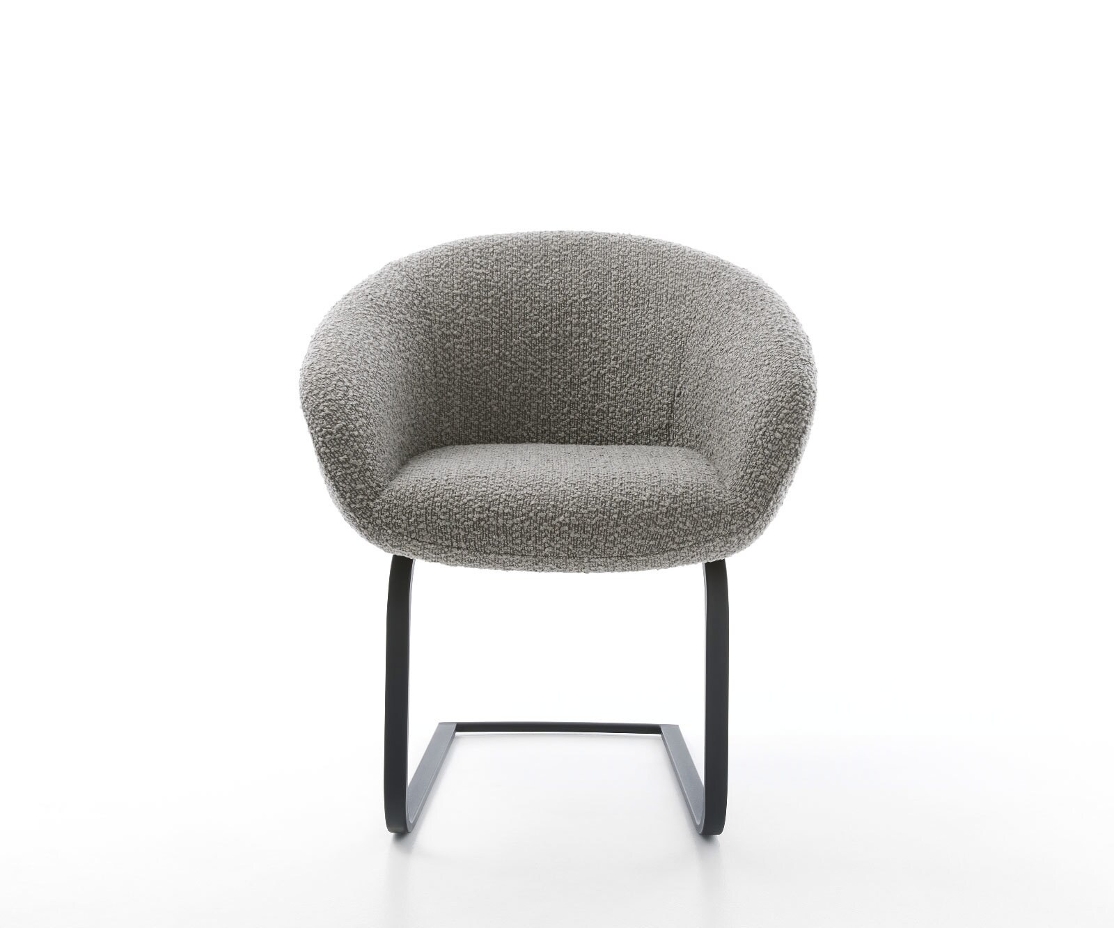 Cantilever Vinka-Flex avec accoudoirs bouclé gris argenté pied cantilever plat noir ressorts ensachés 2