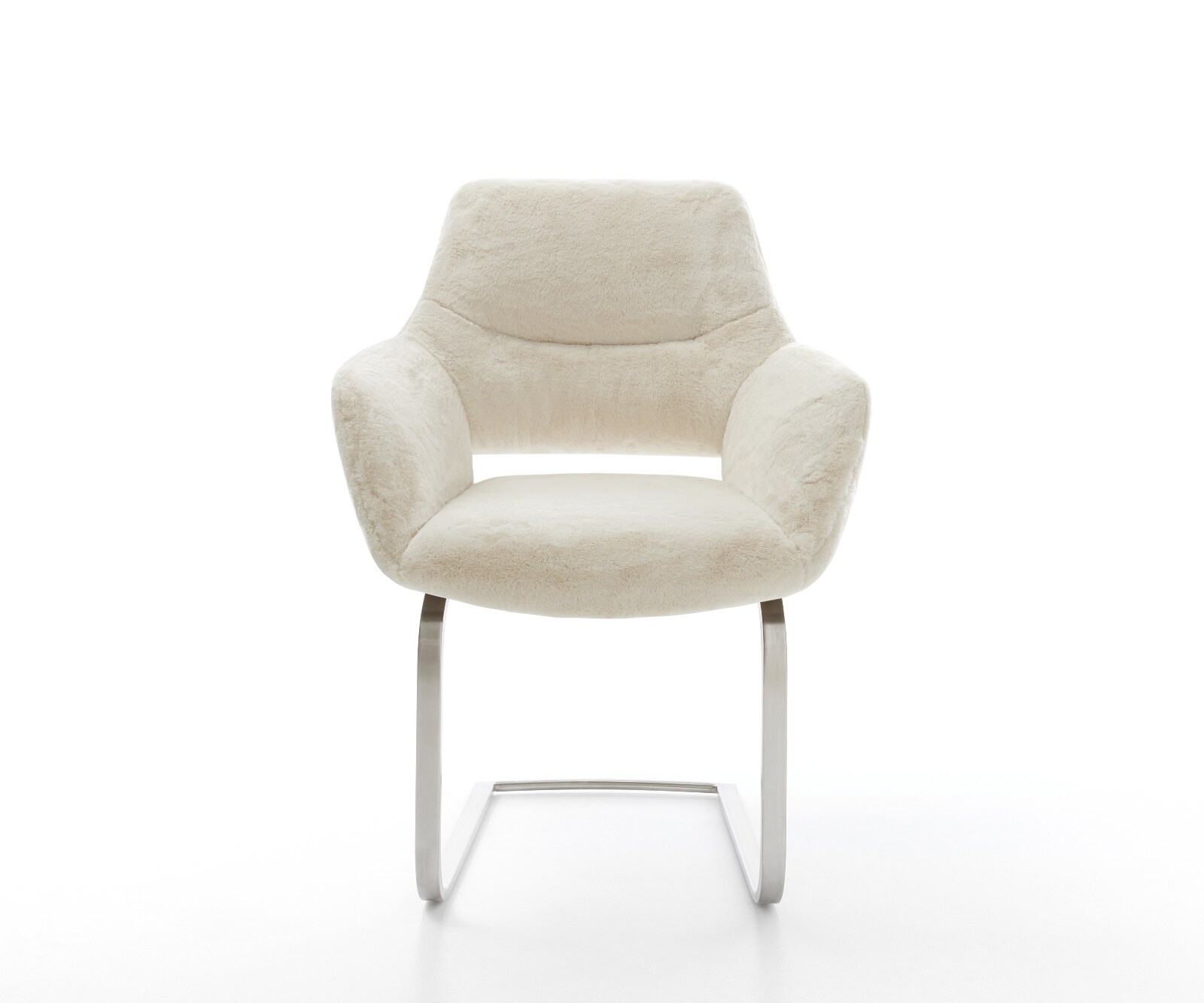 Cantilever Yago-Flex avec accoudoirs peluche crème-blanc pied cantilever plat acier inoxydable resorts ensachés 2