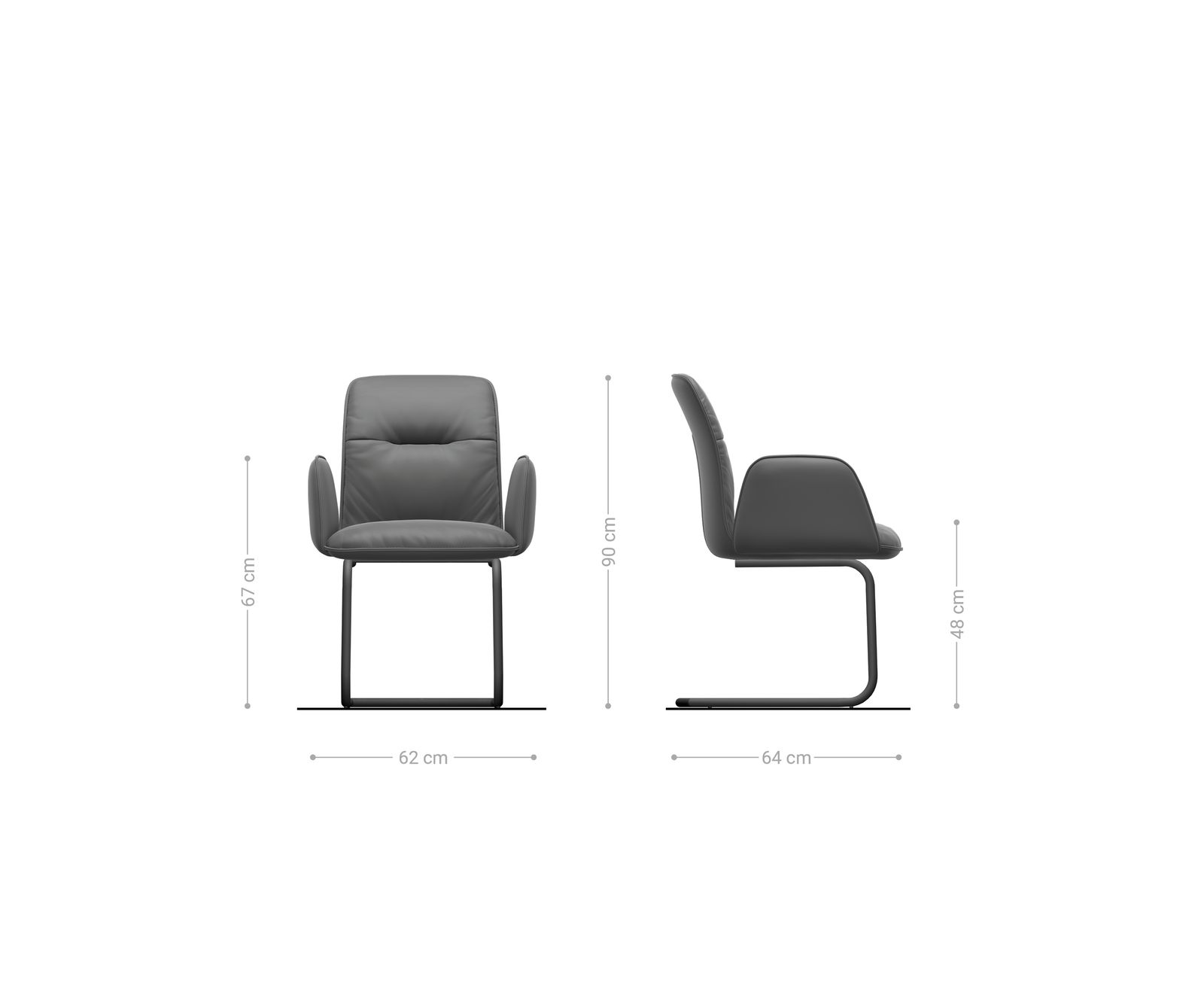 Cantilever Vinja-Flex microvelours anthracite vintage pied cantilever rond acier inoxydable brossé 6