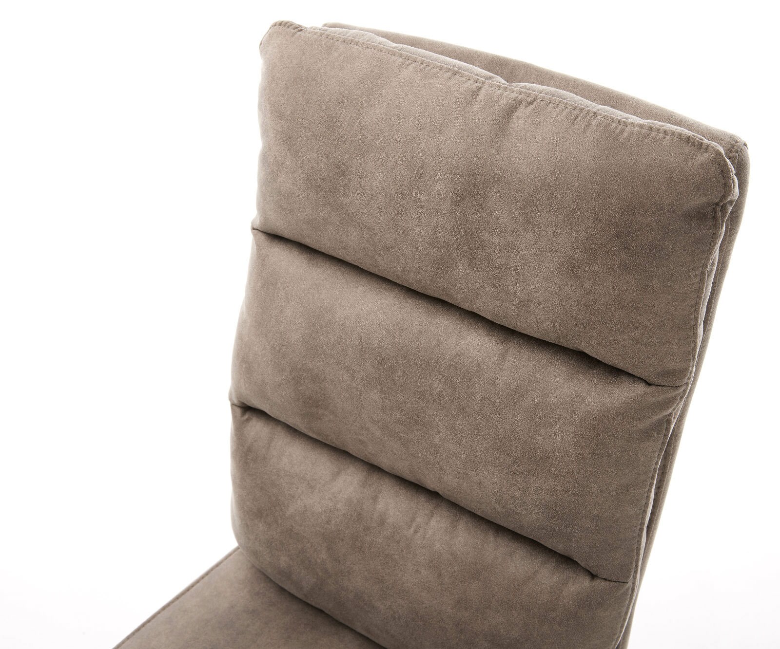 Chaise-pivotante Pela-Flex microvelours taupe vintage pied croisé large acier inoxydable brossé pivotement sur 360° fonction bascule ressorts ensachés 4