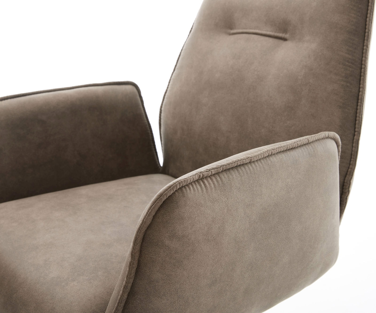 Chaise-de-salle-à-manger Zoa-Flex microvelours taupe vintage pied trapèze acier inoxydable brossé ressorts ensachés 3 Chaise-de-salle-à-manger Zoa-Flex microvelours taupe vintage pied trapèze acier inoxydable brossé ressorts ensachés 3
