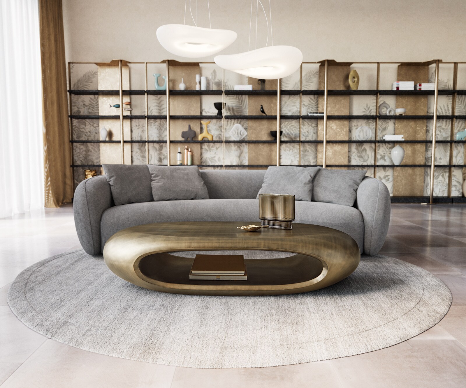 Table basse Sinor 140x65 cm métallique or brossé 1