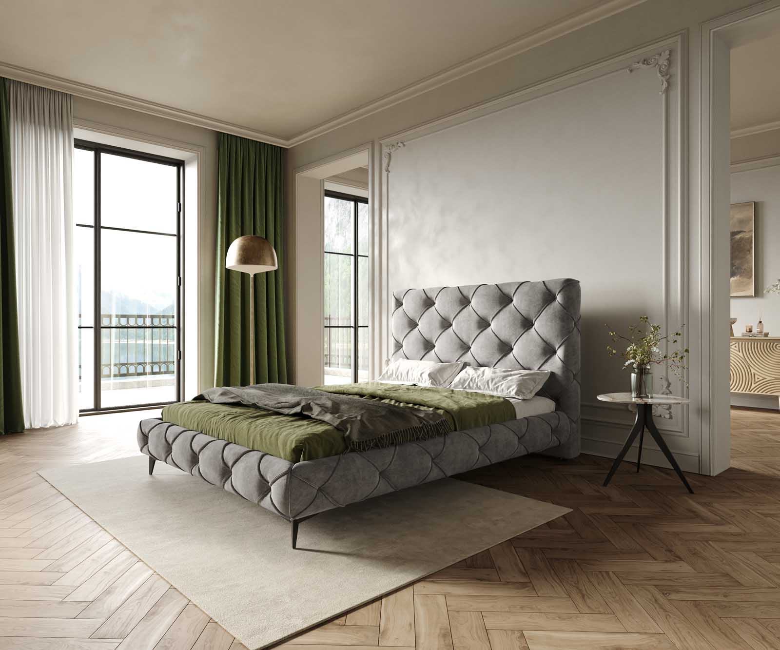 Sommier-rembourré Nayara 140x200 cm microfibre grise Sommier-rembourré Nayara 140x200 cm microfibre grise