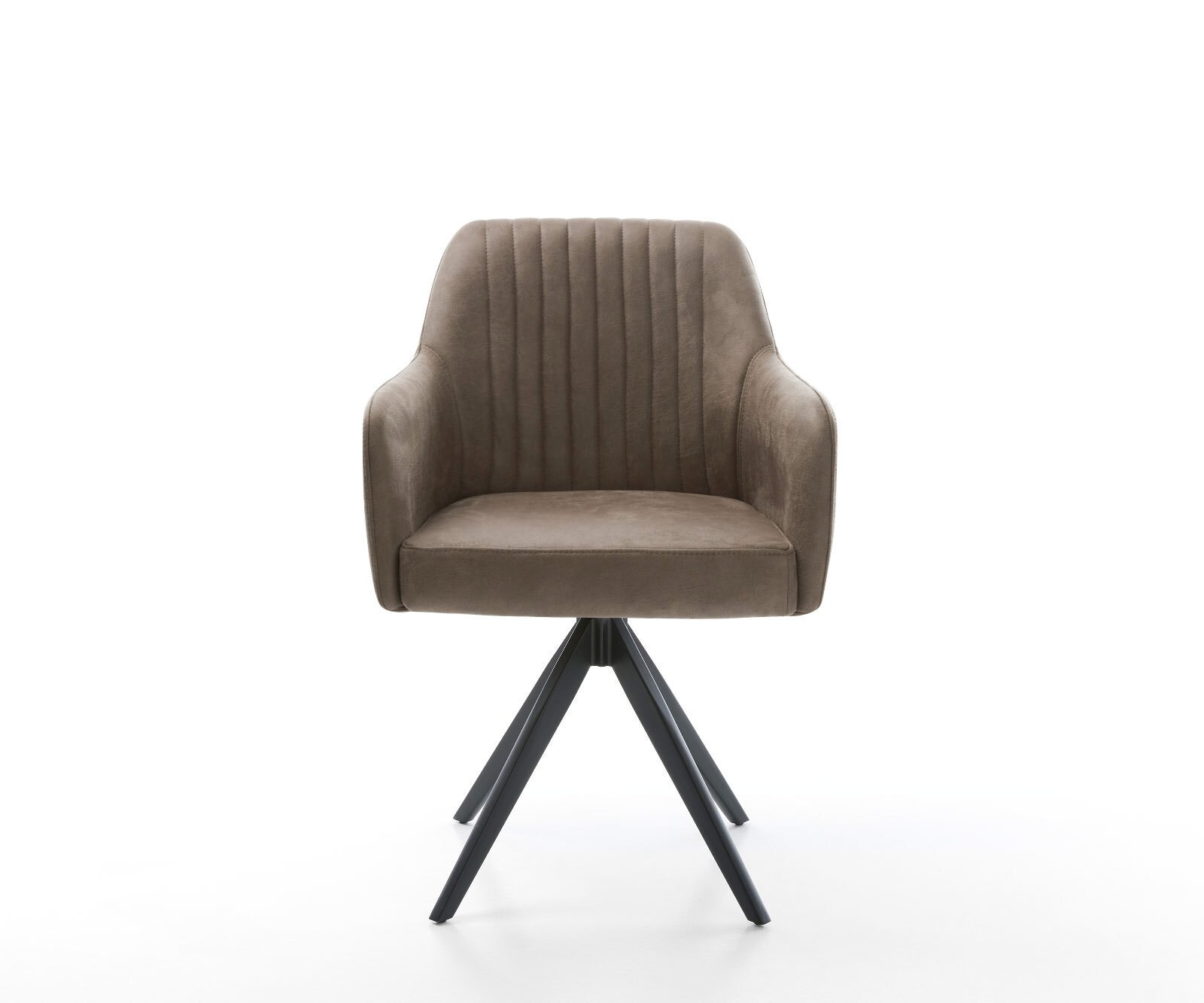 Chaise-de-salle-à-manger Greg-Flex microvelours taupe vintage pied croisé angulaire noir ressorts ensachés 1