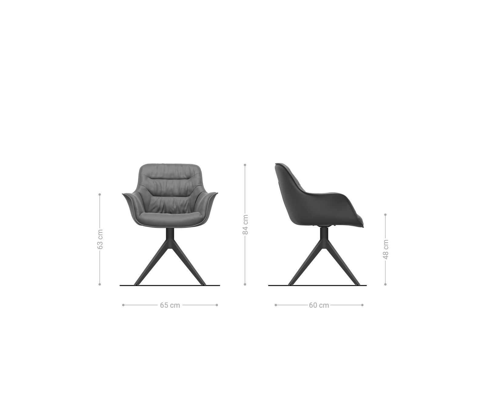 Chaise-de-salle-à-manger Kaira-Flex microvelours anthracite vintage pied croisé large noir 6