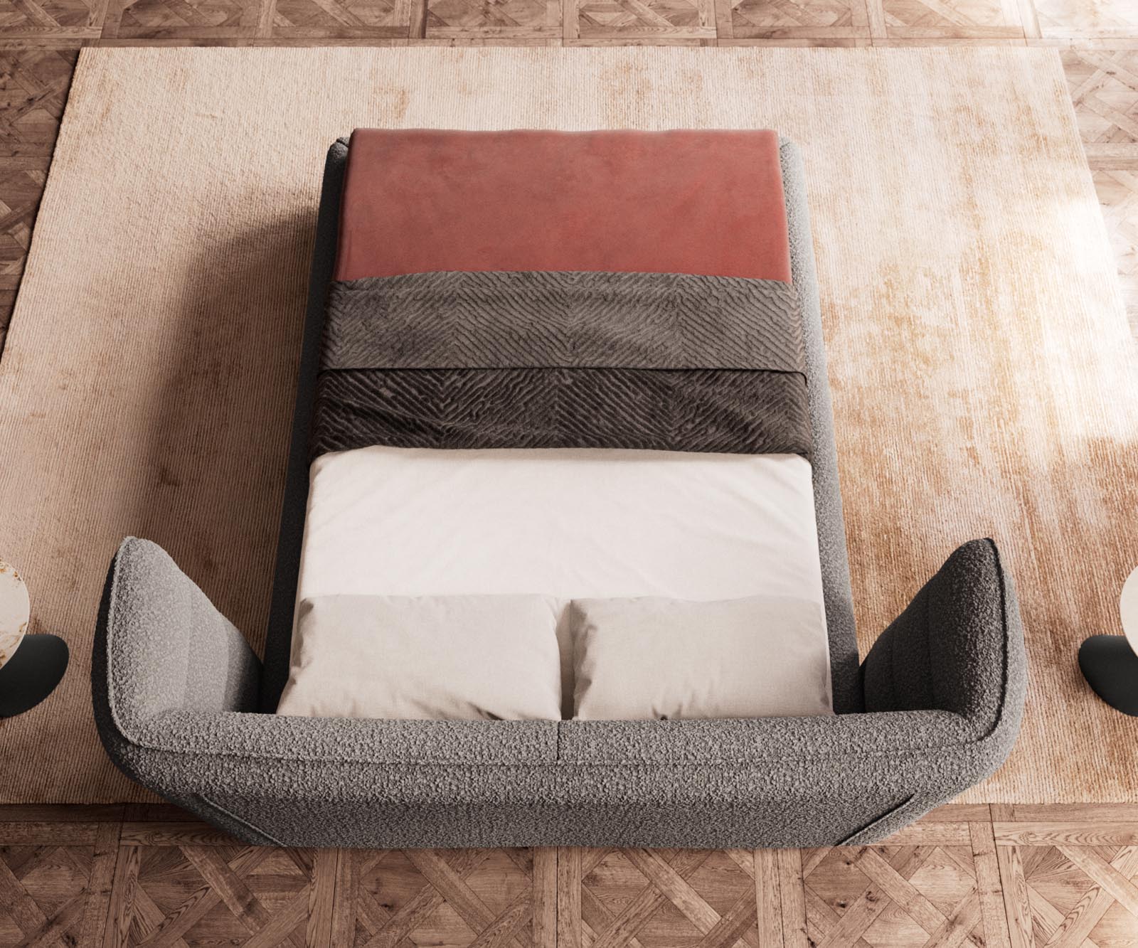 Sommier rembourré Simea 140x200 cm Bouclé Gris Argenté 6 Sommier rembourré Simea 140x200 cm Bouclé Gris Argenté 6