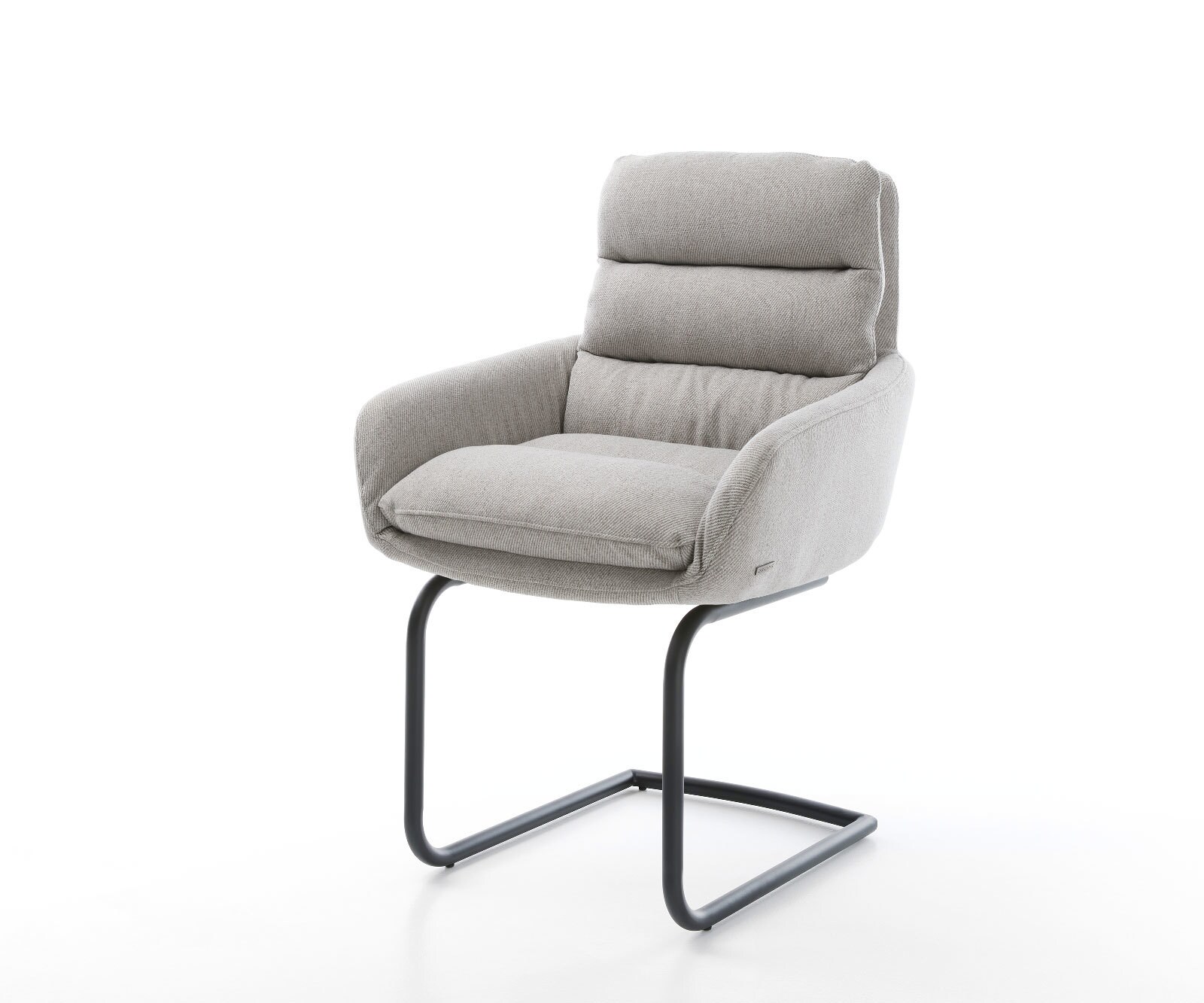 Cantilever Abelia-Flex avec accoudoirs rayures gris clair pied cantilever rond noir
