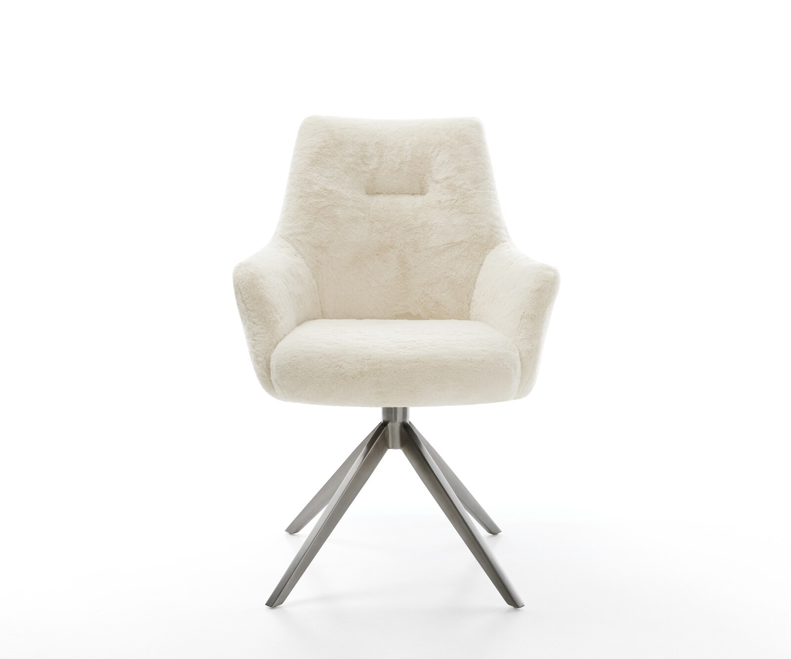 Chaise-pivotante Alja-Flex avec accoudoirs peluche crème-blanc pied croisé large grafiete pivotement sur 360° fonction bascule resorts ensachés 1