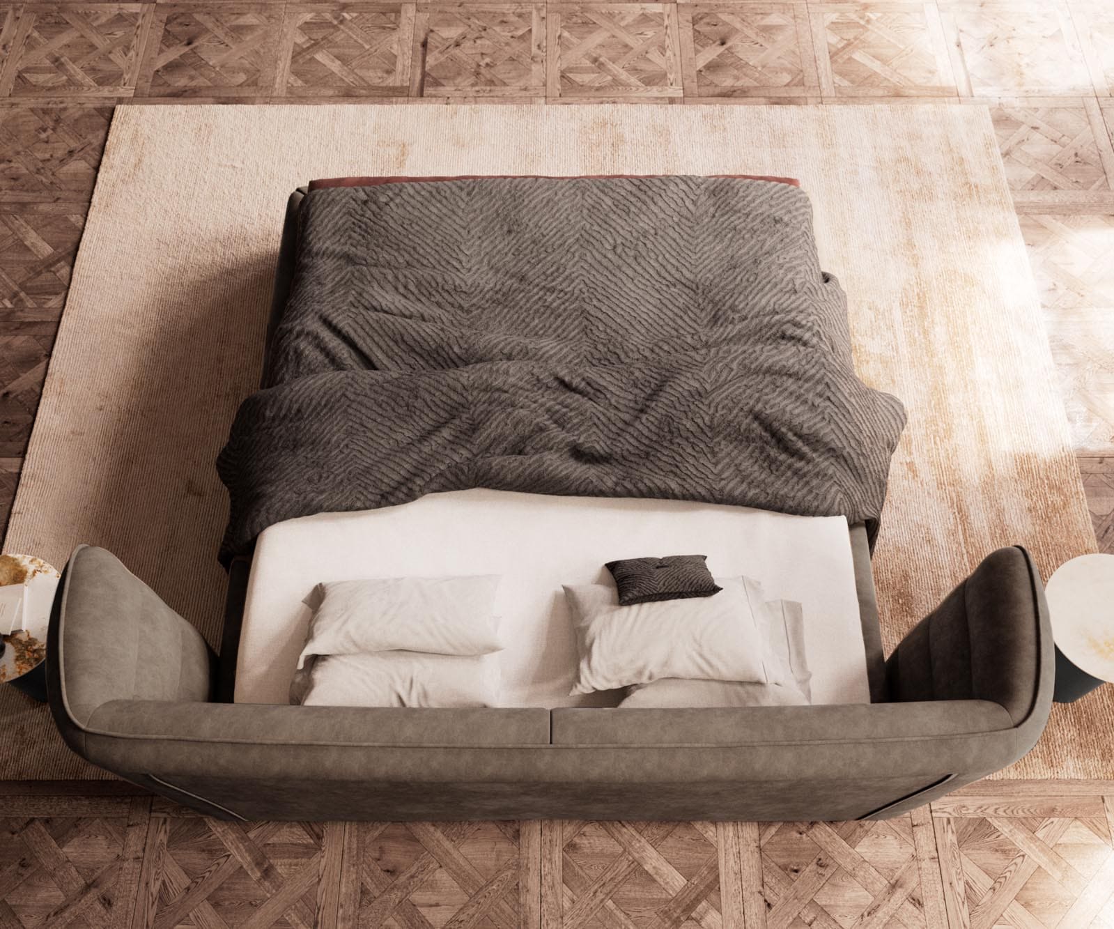 Sommier rembourré Simea 180x200 cm microfibre taupe vintage 6 Sommier rembourré Simea 180x200 cm microfibre taupe vintage 6