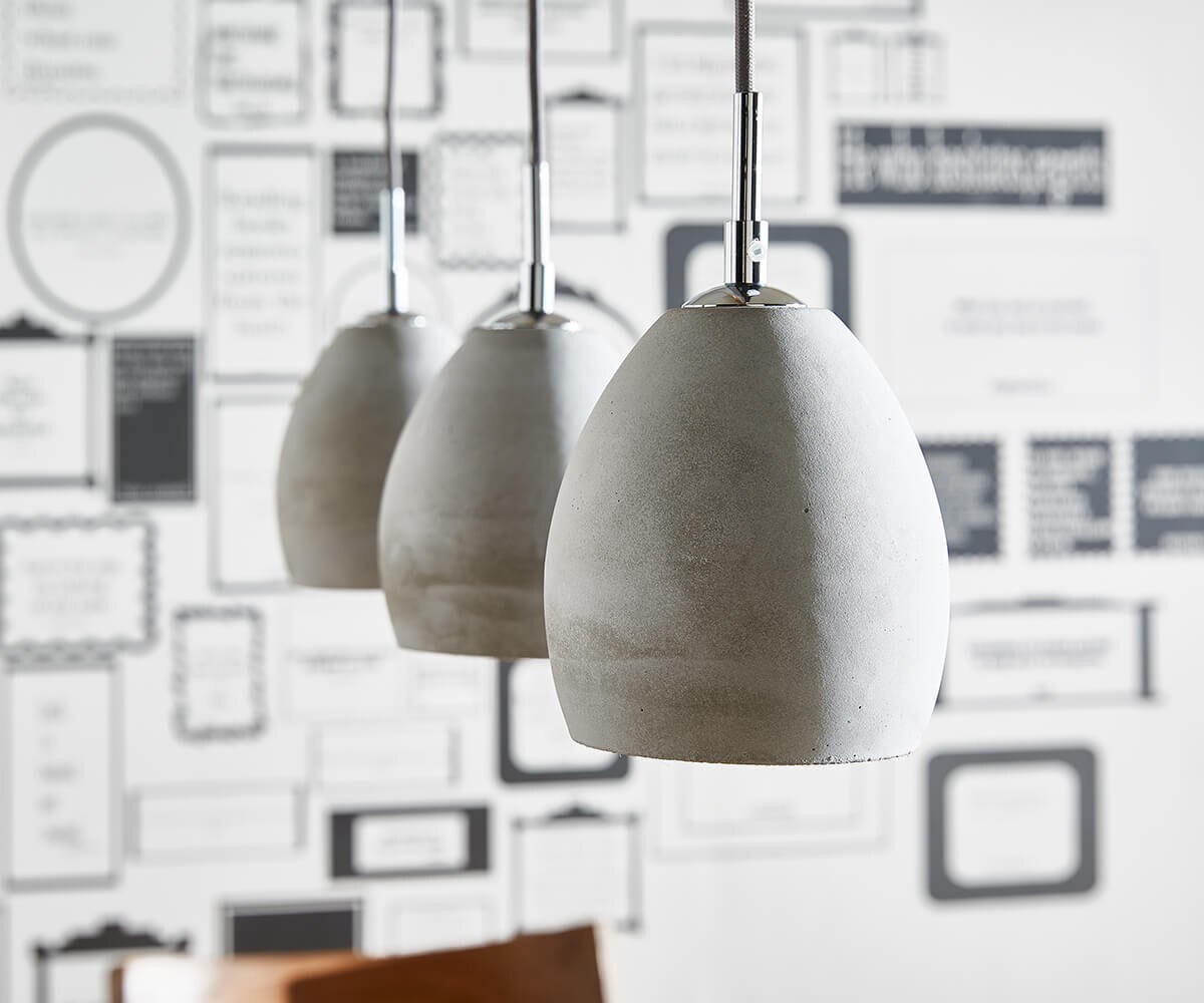 Plafonnier Cirillo gris 70x15 cm 3 abat-jour suspension béton 4