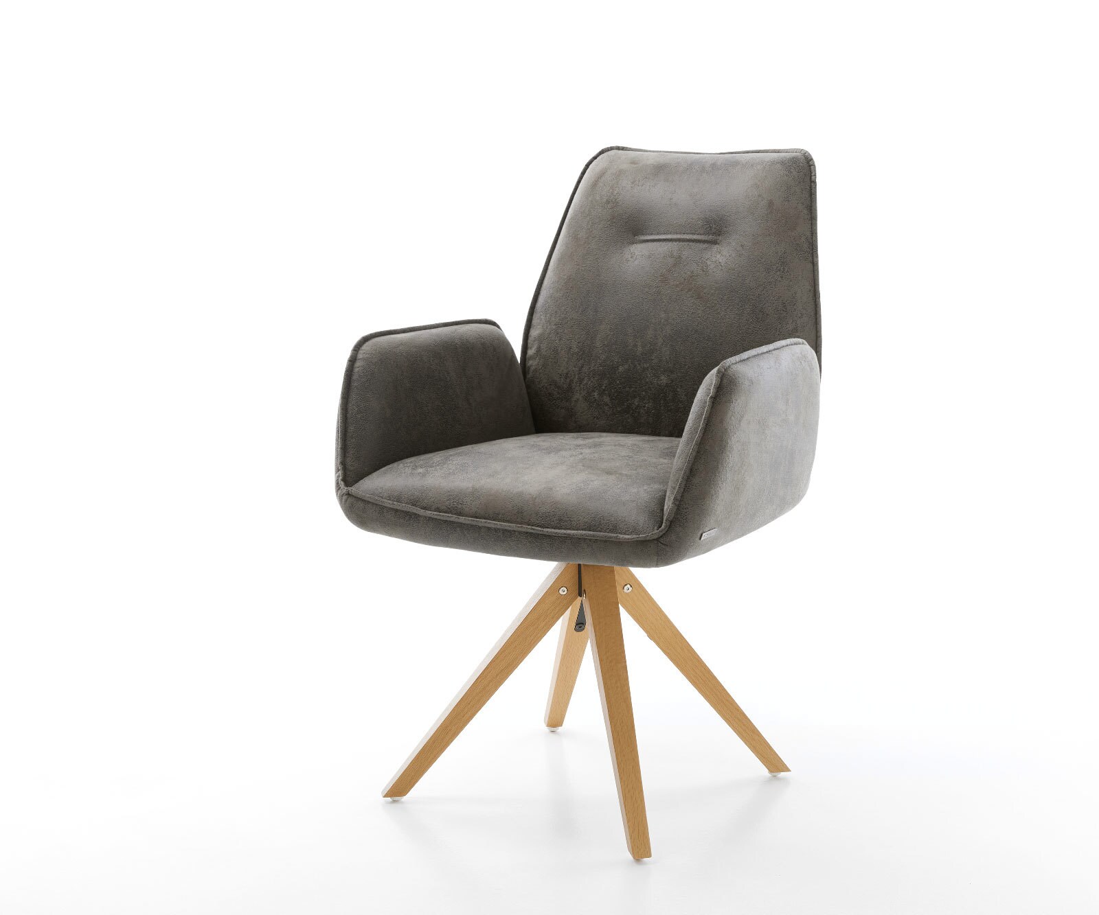 Chaise-de-salle-à-manger Zoa-Flex microvelours gris antique pied en bois angulaire naturel ressorts ensachés